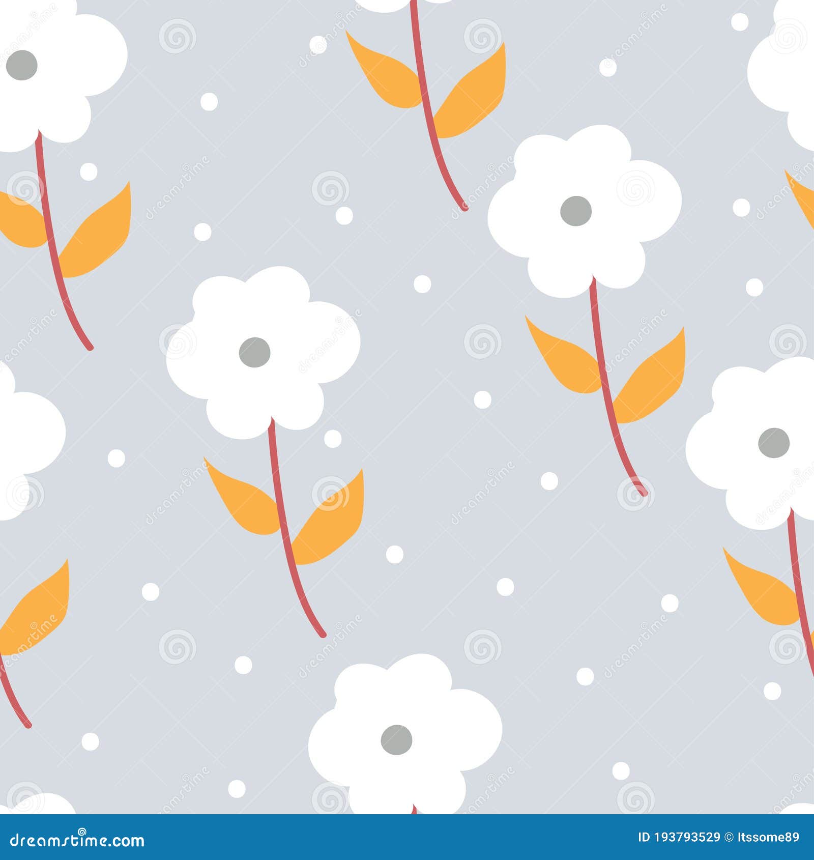 Seamless Pattern with Cartoon Flowers. for Fabric Print, Textile, Gift