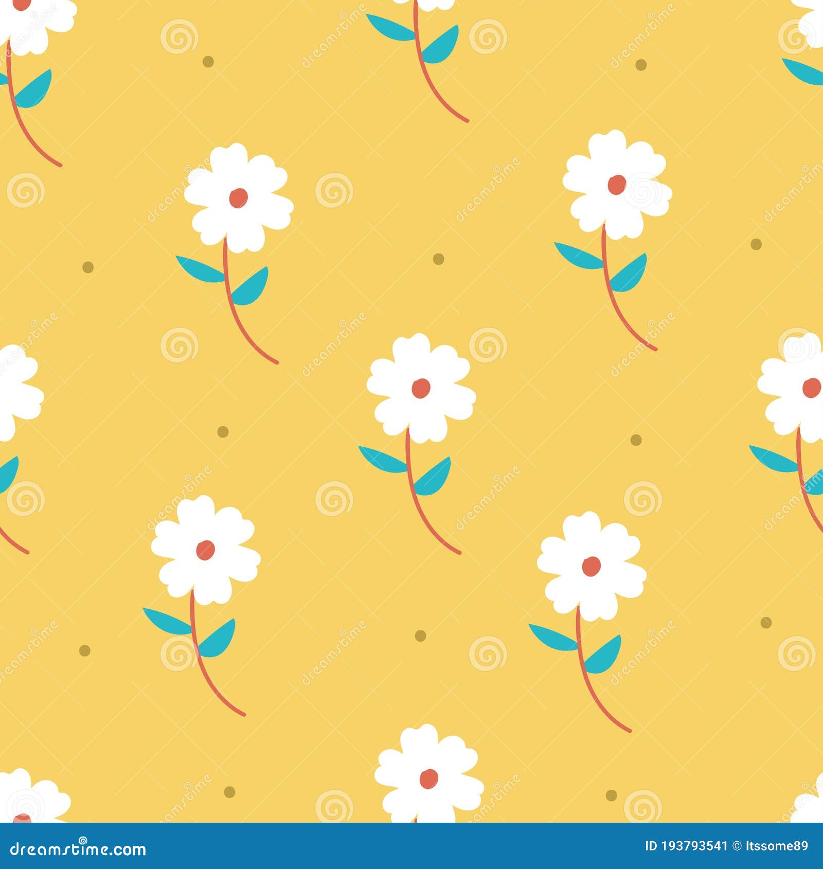 Seamless Pattern with Cartoon Flowers. for Fabric Print, Textile, Gift