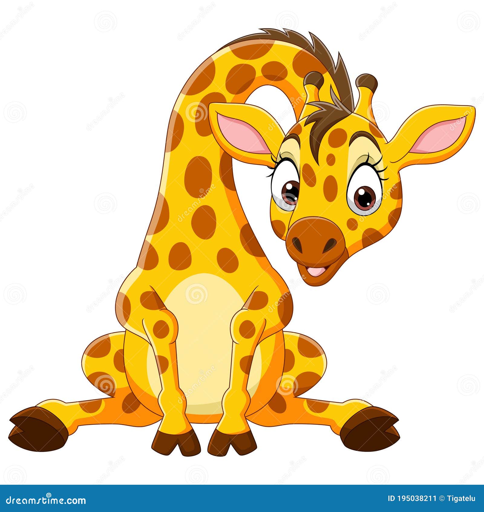 cartoon funny baby giraffe sitting
