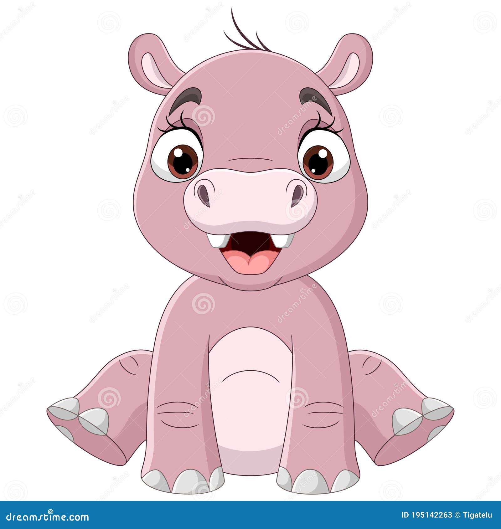 Download Cute Baby Hippo Cartoon Sitting Stock Vector ...