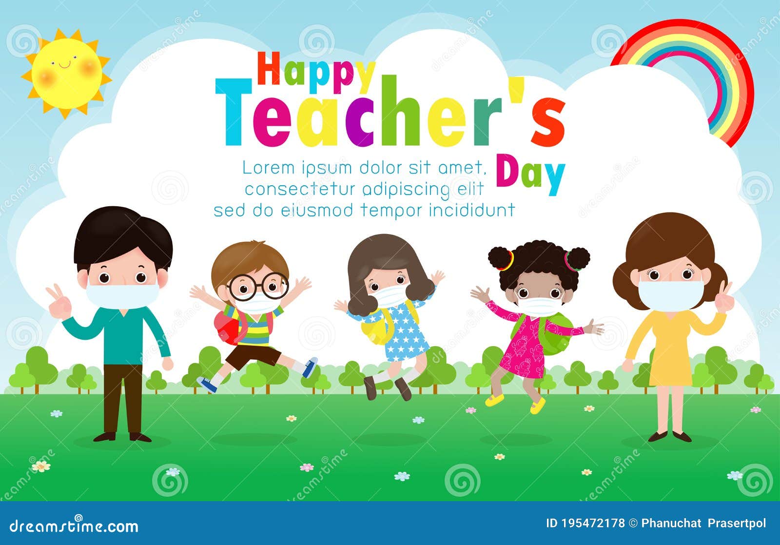 Happy Teachers Day Poster for New Normal Lifestyle Concept. Happy ...