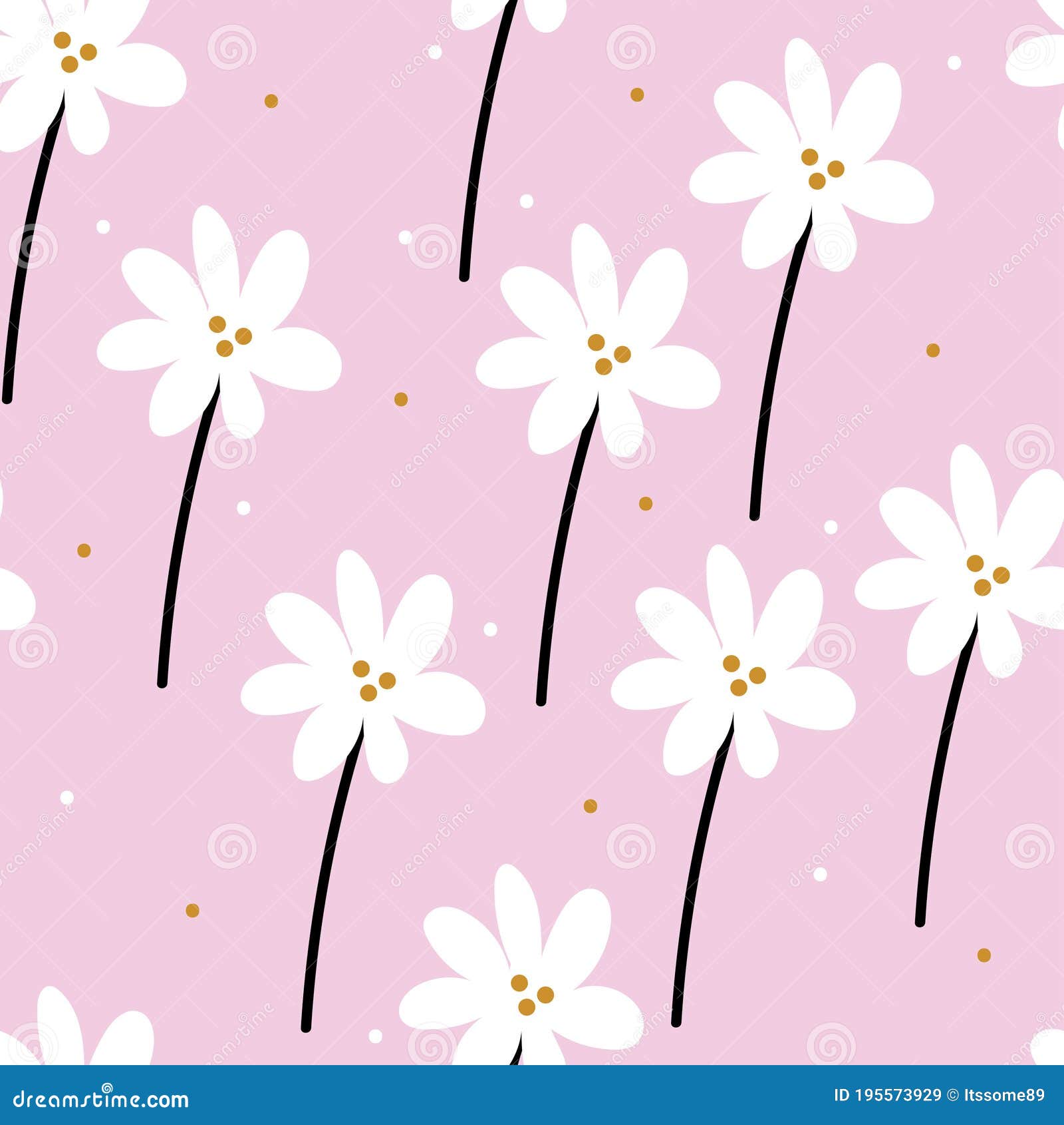 Seamless Pattern with Cartoon Flowers. for Fabric Print, Textile, Gift