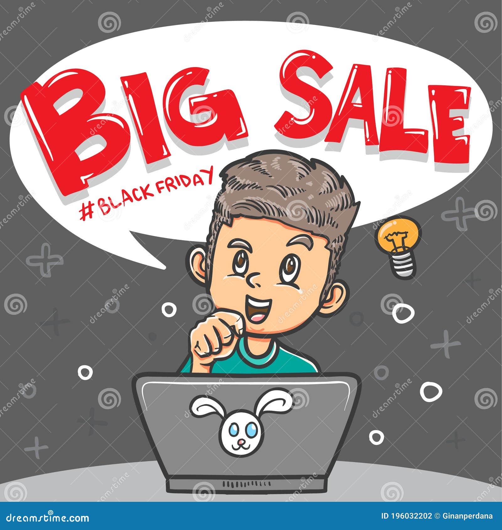 boy character want to participate on blackfriday big sale 