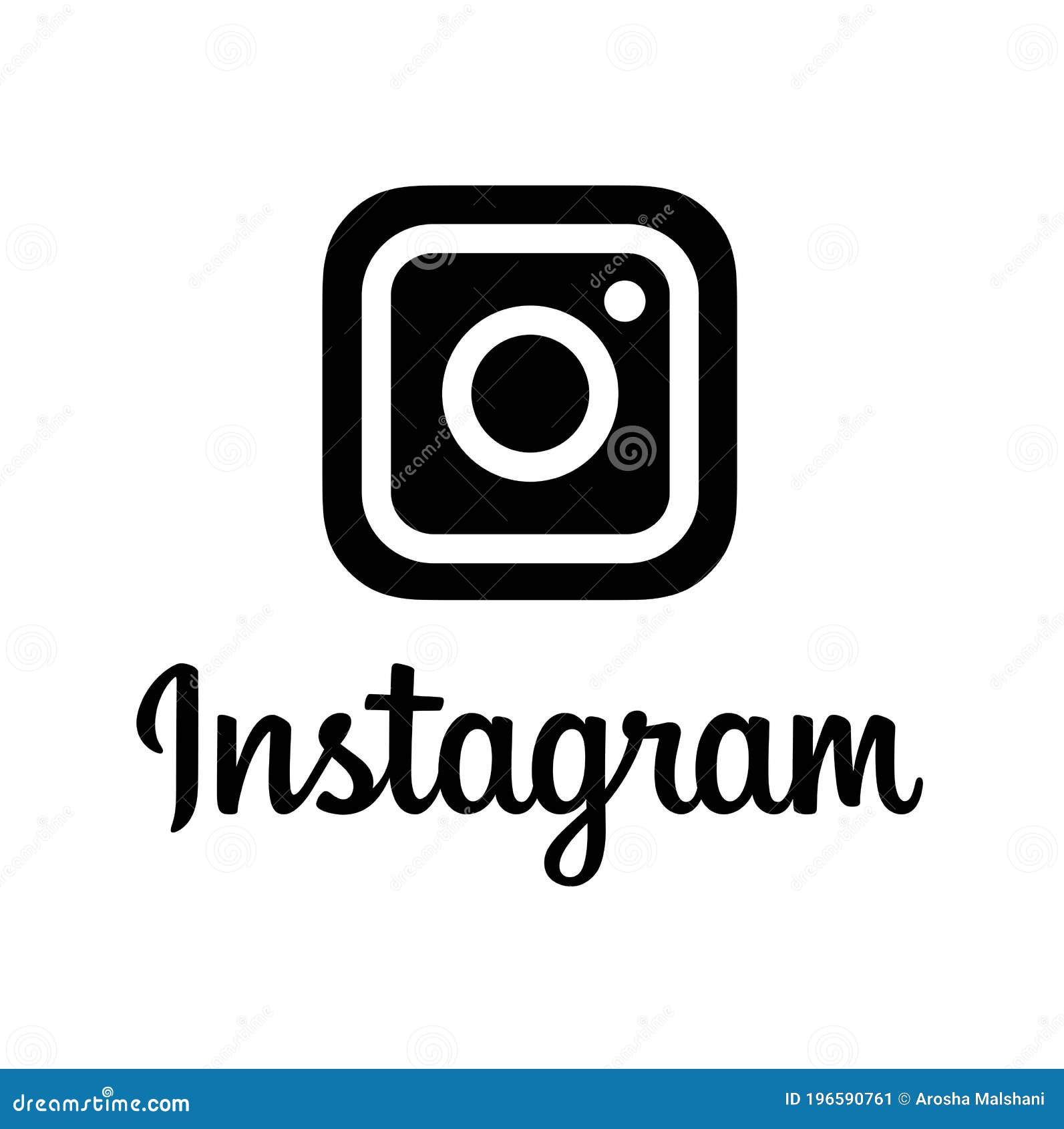 Instagram Logo Icon Black White Isolated On White Background Editorial Photo Illustration Of Isolated