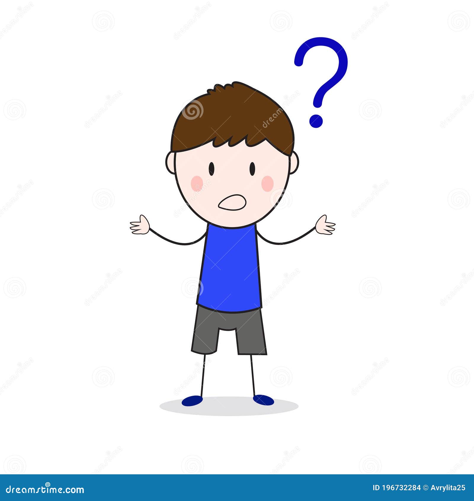 Doodle Stick Figure Confused Cartoon Vector Stock Vector Illustration