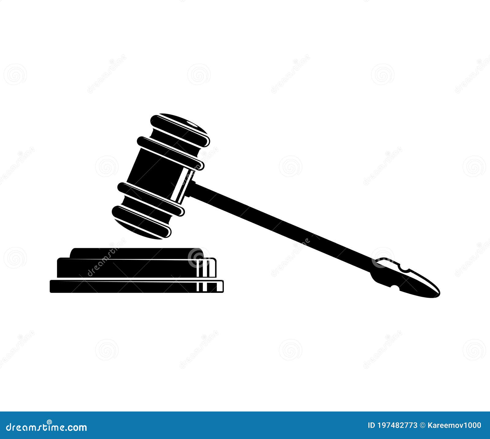 Gavel Vector, Law Icon with Judge`s Hammer Symbols. Stock Vector