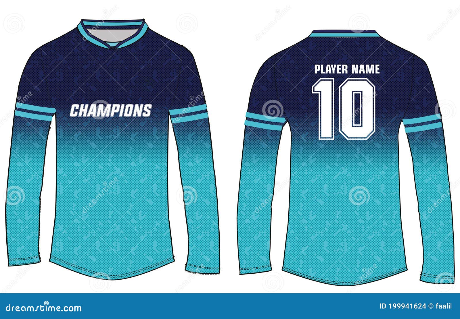 Sports V Neck Full Sleeve Tshirt Jersey Design Template, Uniform Kit
