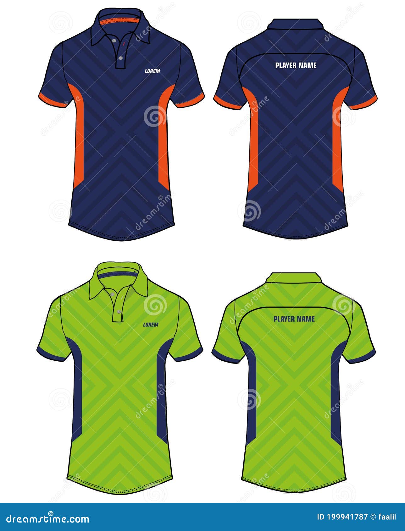 Download Sports Polo T-shirt Jersey Design Vector Template, Sports Kit With Front And Back View With Neon ...
