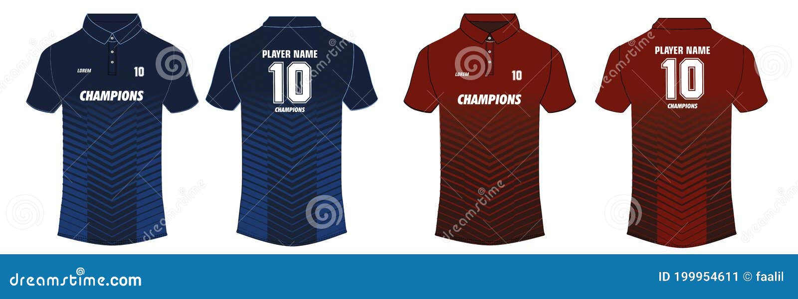 Download Sports Polo T-shirt Jersey Design Template, Mock Up Uniform Kit With Front And Back View In Two ...