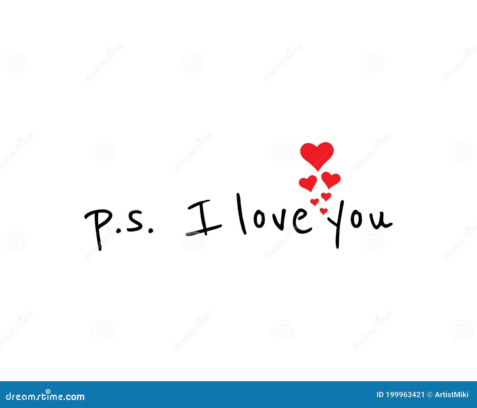 P.S. I Love You, Vector. Romantic, Cute, Love Quotes Stock Vector -  Illustration Of Romantic, Greeting: 199963421