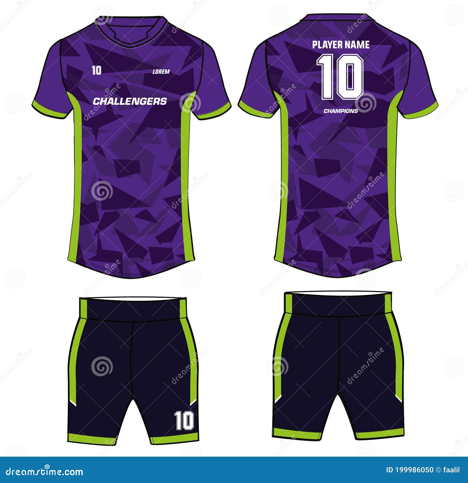 Full Sports Tshirt Jersey Kit with Shorts Design Vector Template for