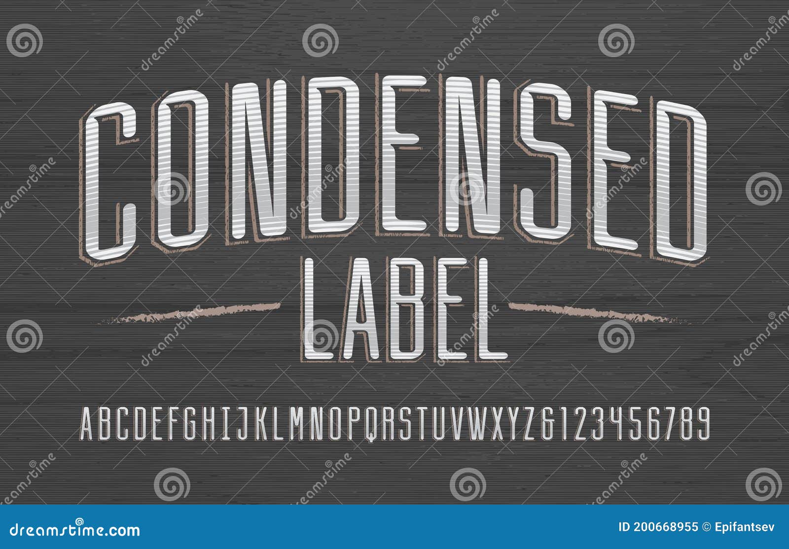 condensed label alphabet font. vintage scratched letters and numbers.