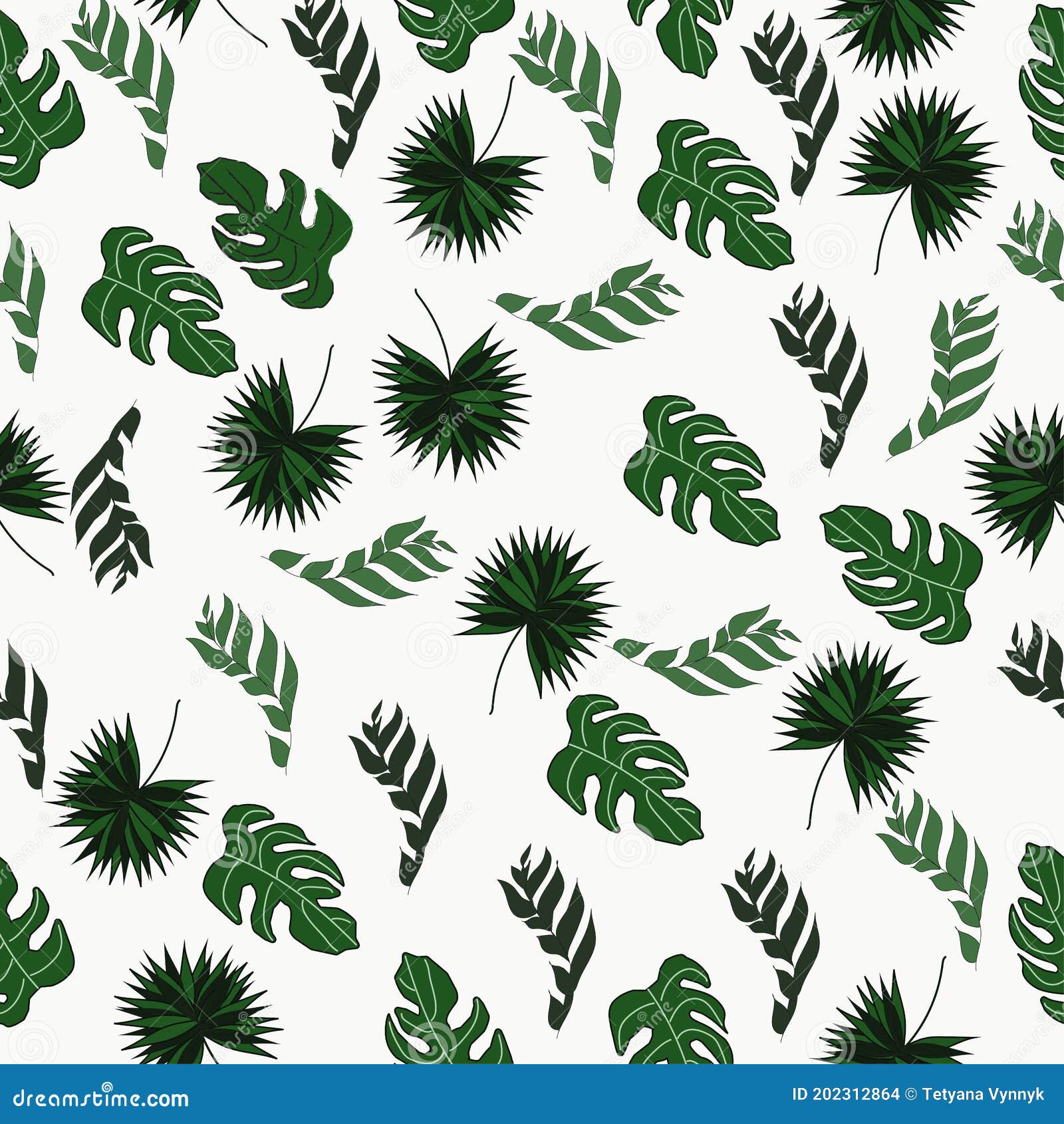 seamless pattern with tropical leaves.
