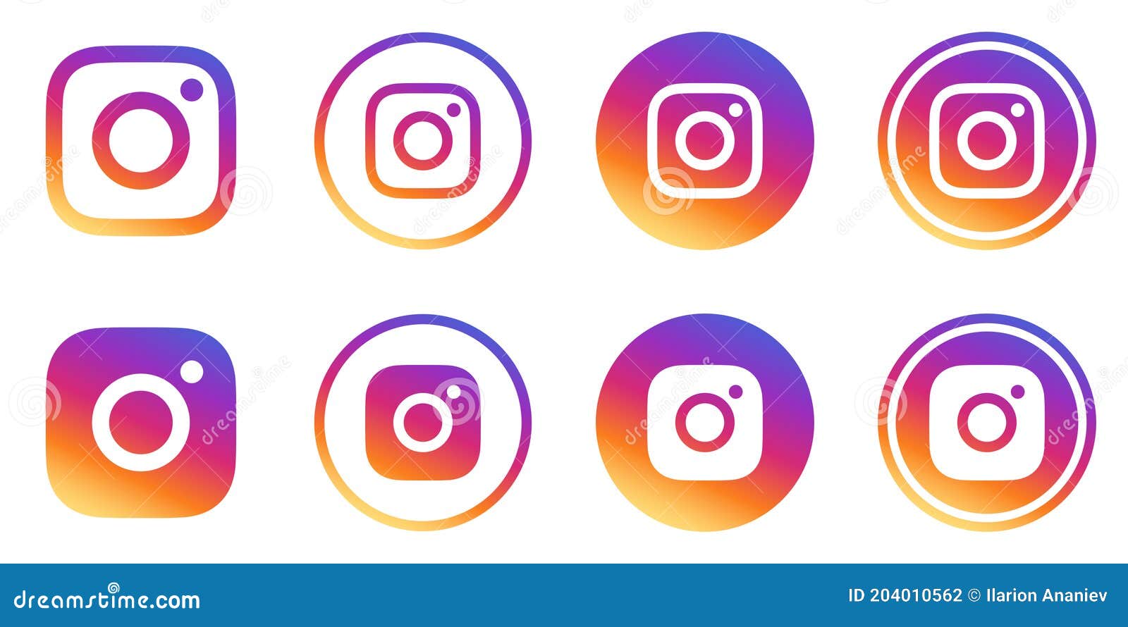 Instagram Logo - Vector Set Collection - Original Gradient Color ...