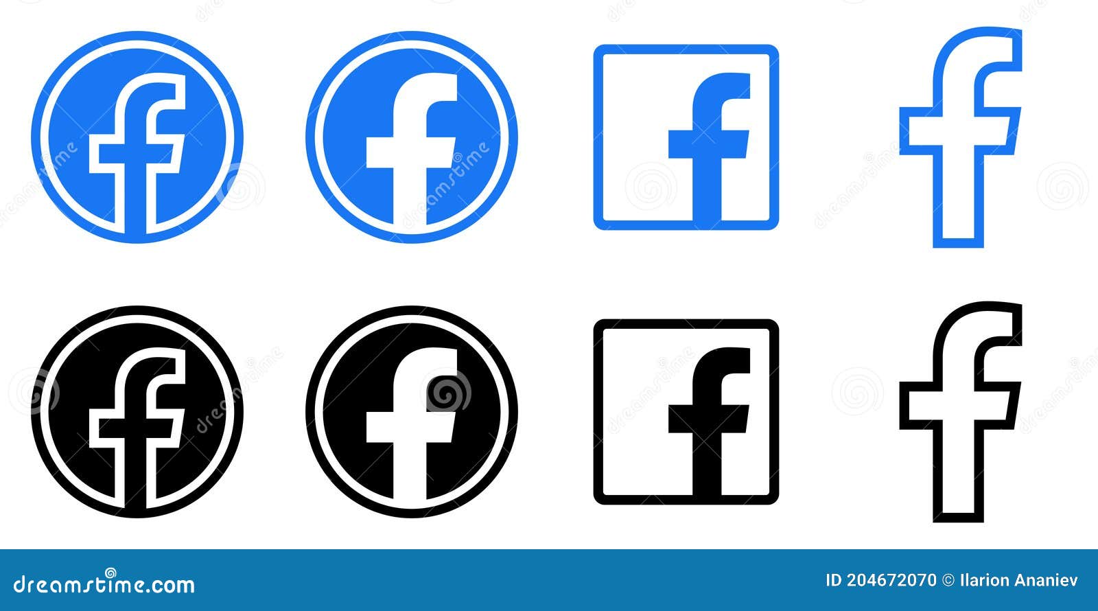Facebook Logo Vector Set Collection Black Silhouette Shape Original Latest Blue Color Isolated F Icon For Web Page Mobil Editorial Image Illustration Of Blue Facebook