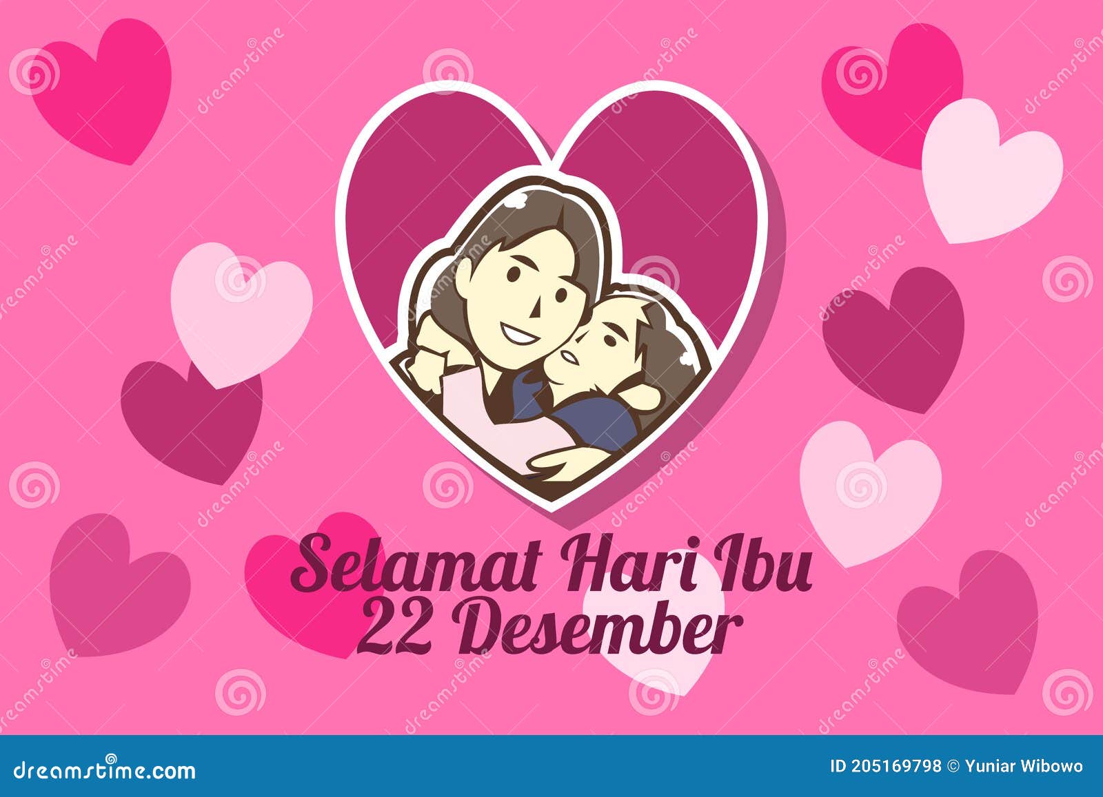 Translation Happy Mother Day December 22 Mother Day Hari Ibu Vector Illustration Stock Vector Illustration Of Love Female 205169798