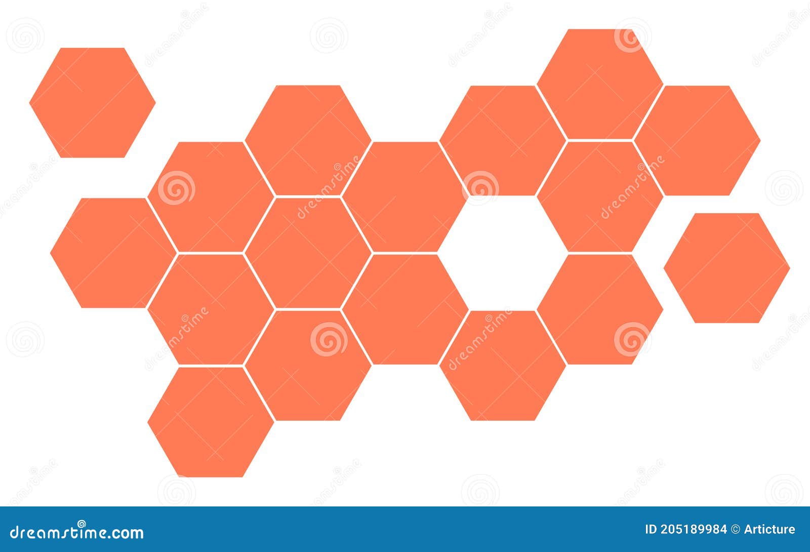 Orange Hexagons Composition on White. Stock Vector - Illustration of