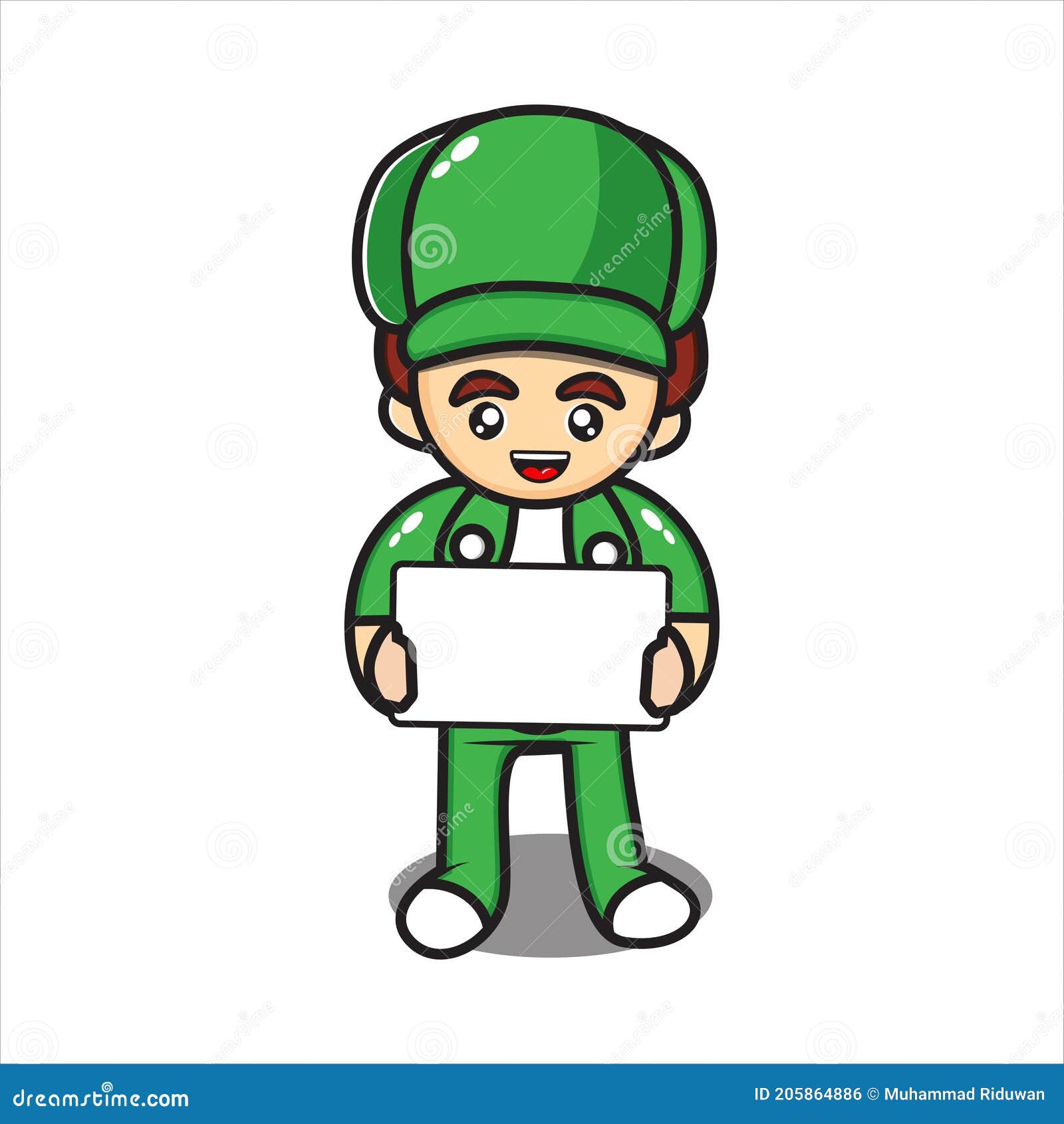 Mascot Cleaning Services Holding a Blackboard Stock Vector