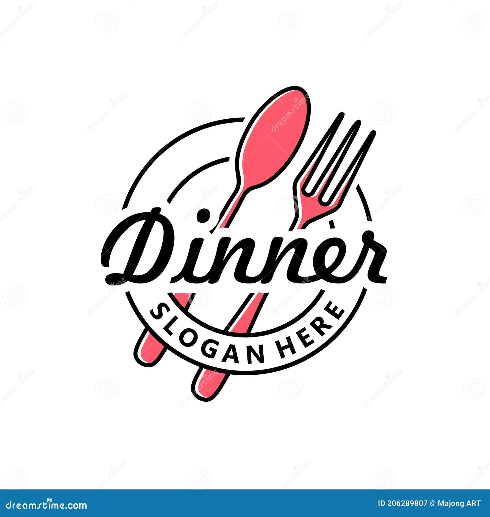 dinner logo with a fork and spoon, restaurant, resto, food court, cafe logo template