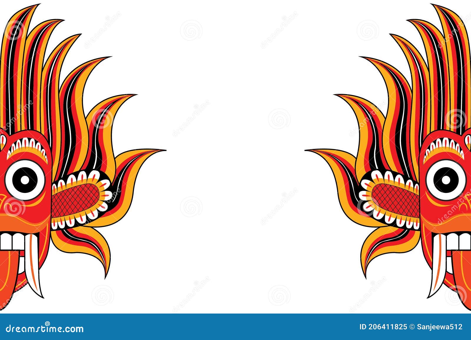 Abstract Traditional Mask of Sri Lanka Isolated Vector Drawing on White Background Stock Vector - Illustration of mask, drawing: 206411825