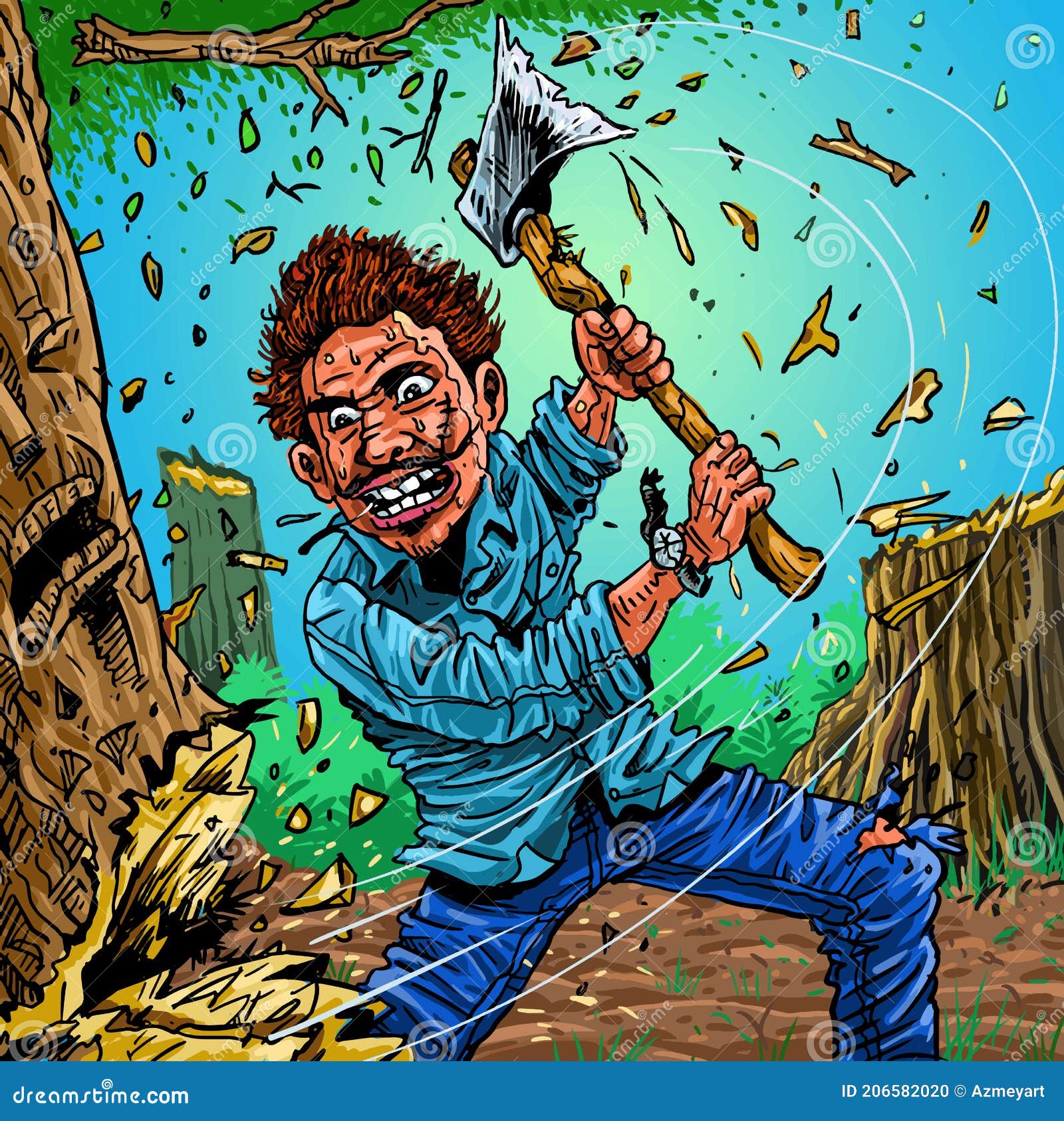 A Process of Cutting Tree 414542 Vector Art at Vecteezy