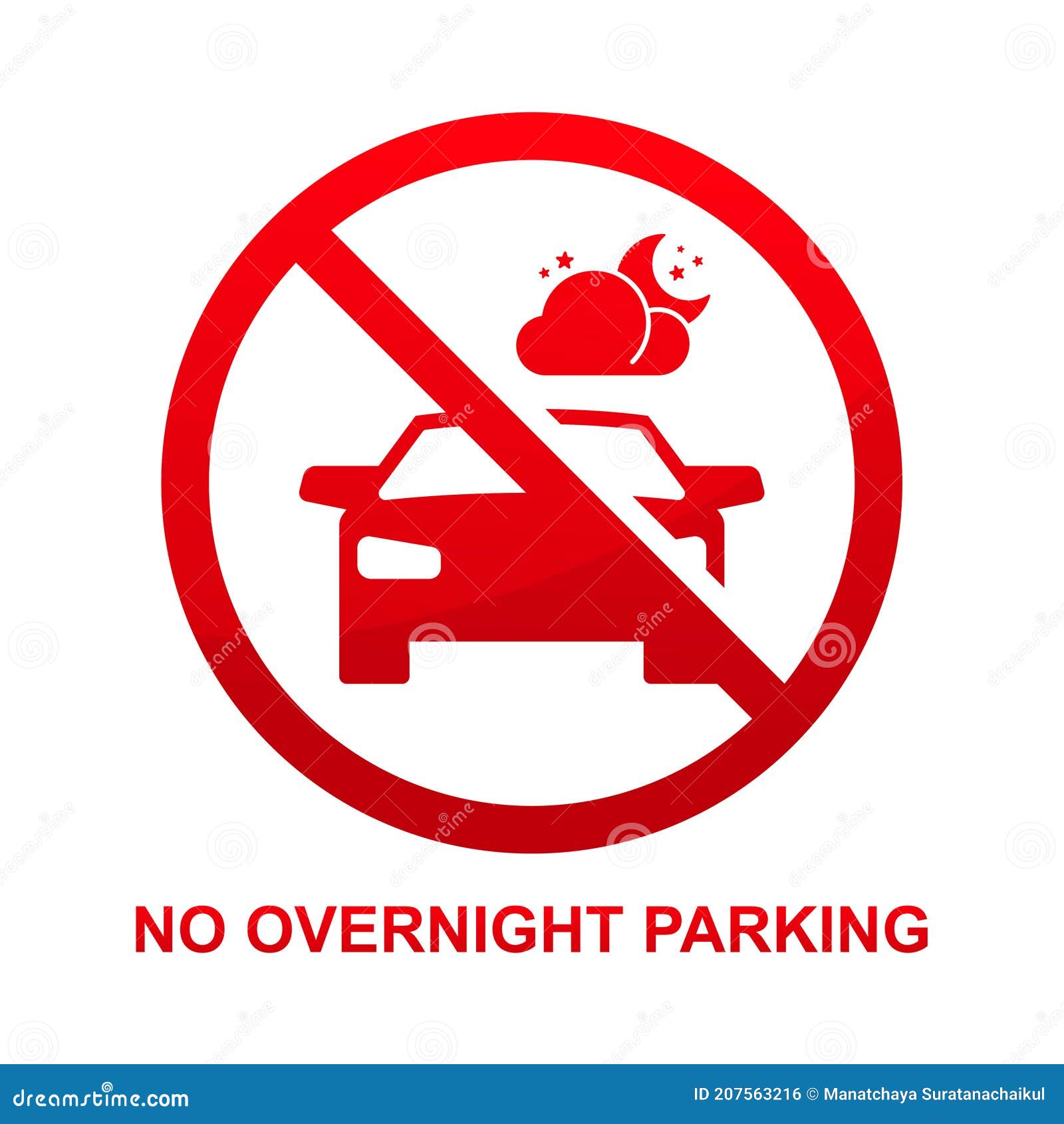 No Overnight Parking Sign Violators Towed Away At Vehicle Owner`s