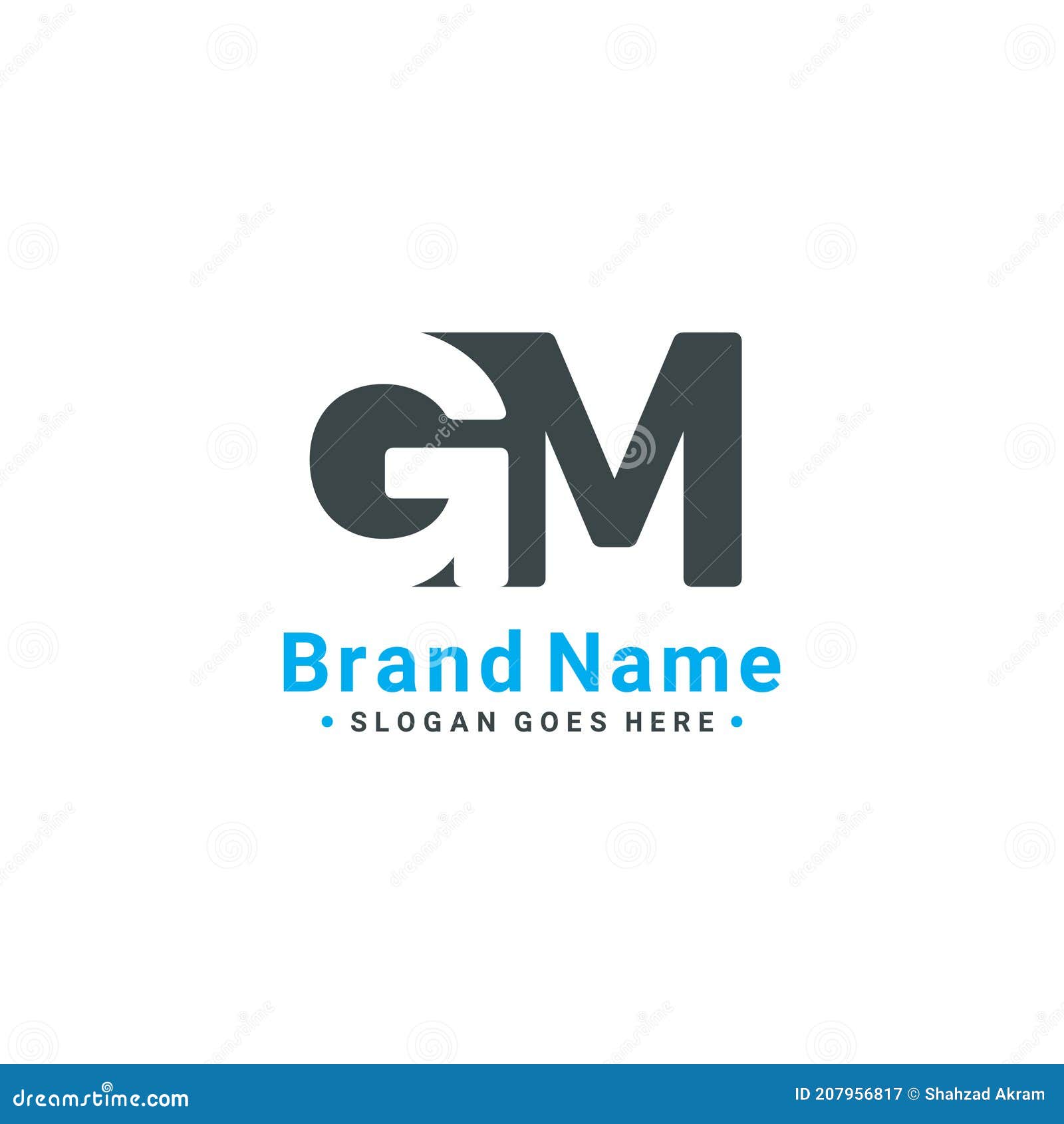 Initial Letter GM Logo - Minimal Vector Template Stock Vector -  Illustration of simple, branding: 207956817