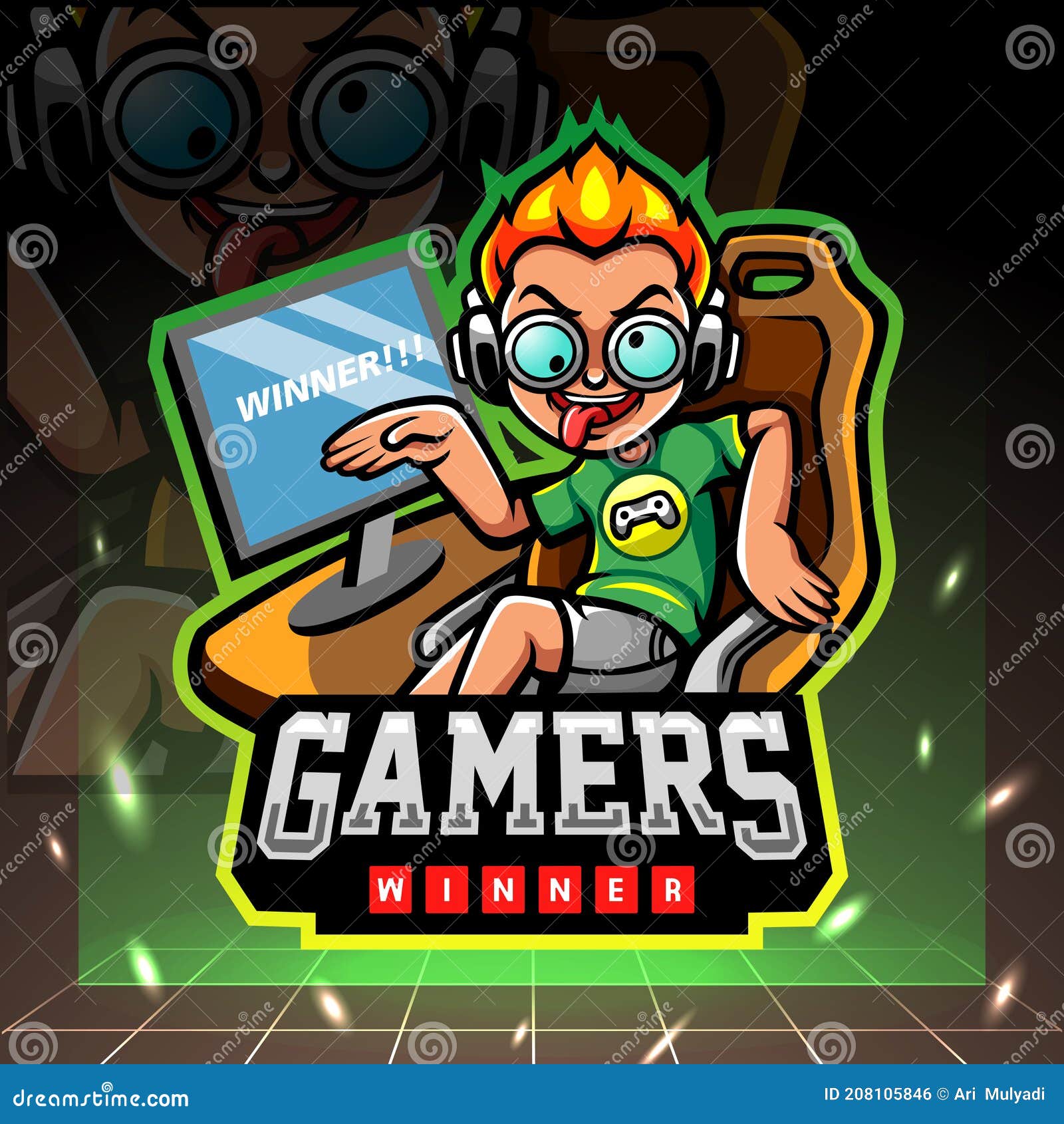 Crazy Gamer Winner Mascot. Esport Logo Design Stock Vector - Illustration  of graphic, badge: 208105846