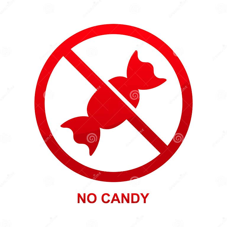 No Candy Sign Isolated on White Background Stock Illustration