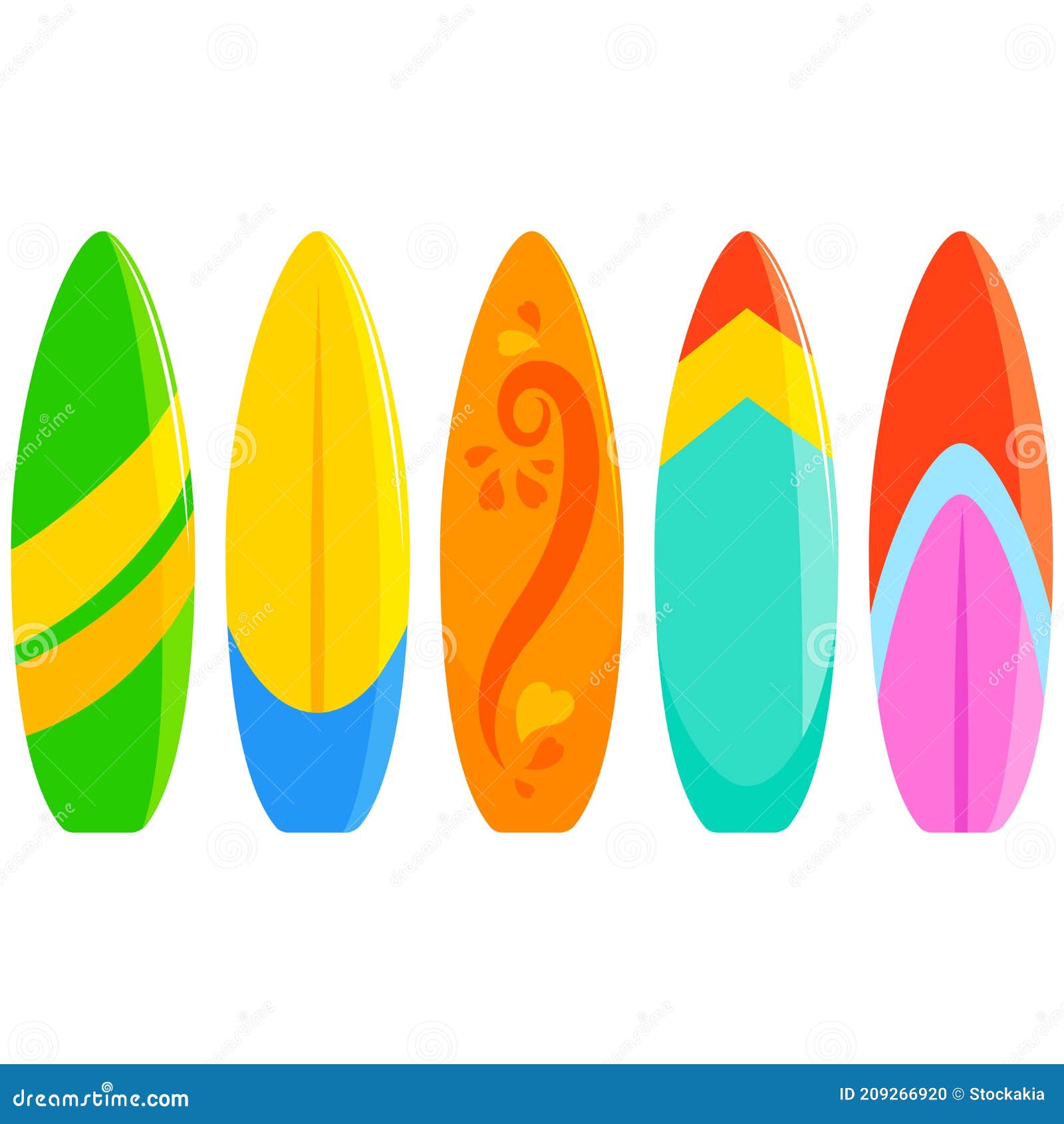 Surfboards Collection. Vector Black And White Coloring Page