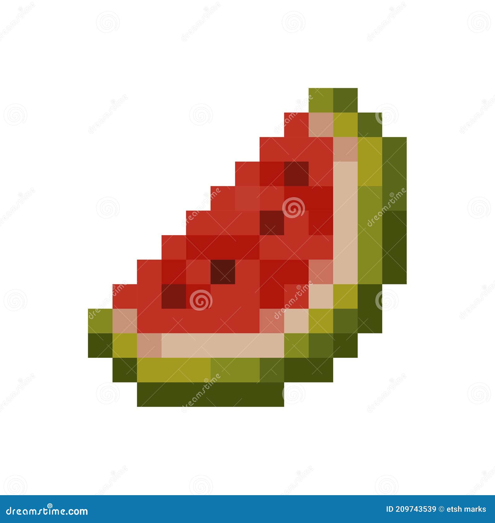 Pixel Watermelon Icon, 32X32 Vector Illustration Stock Vector