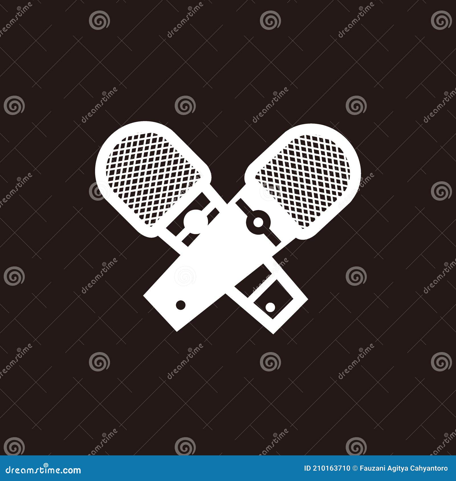 Silhouette of White Twin Crossed Microphone for News Anchor, News Live