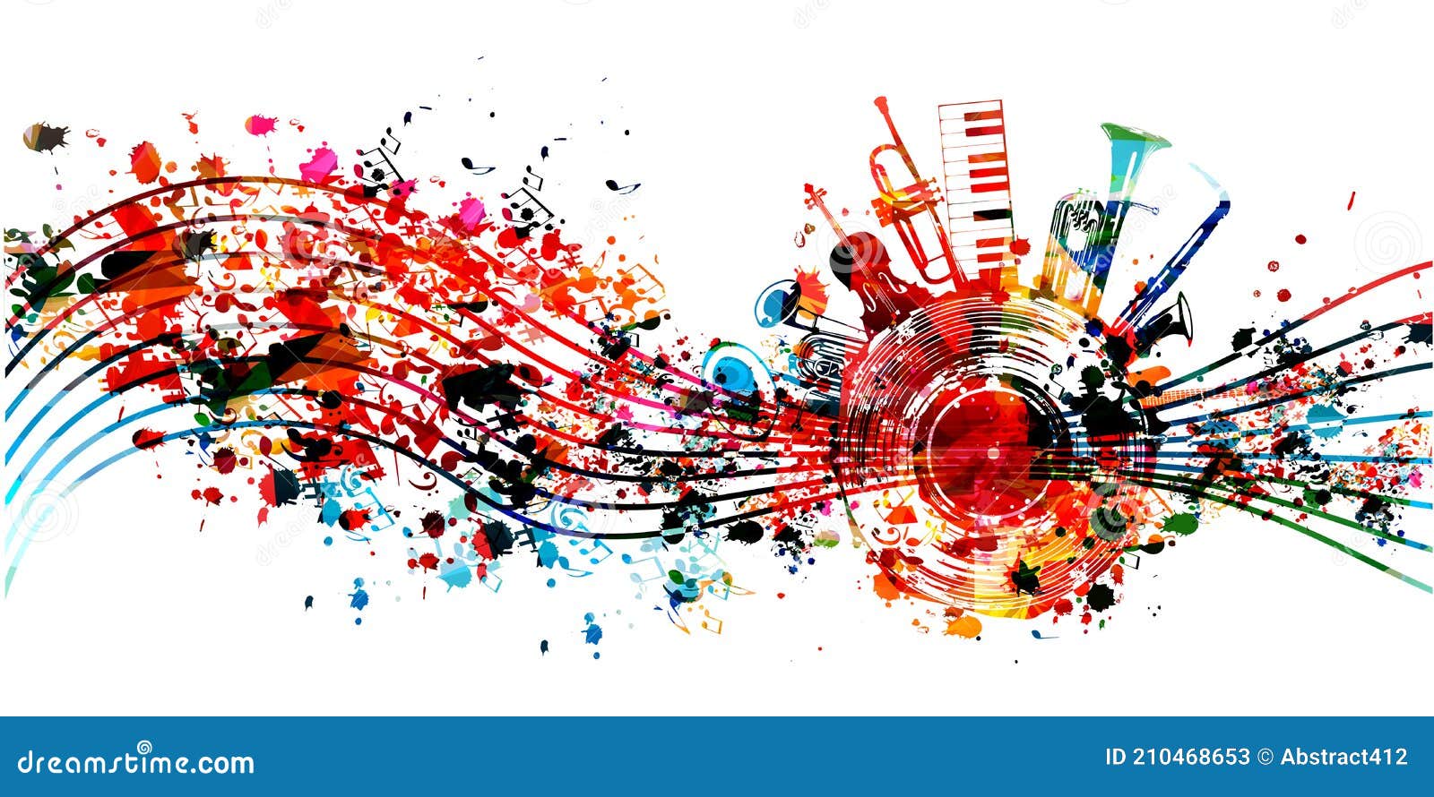 Colorful Jazz Music Promotional Poster with Musical Instruments and