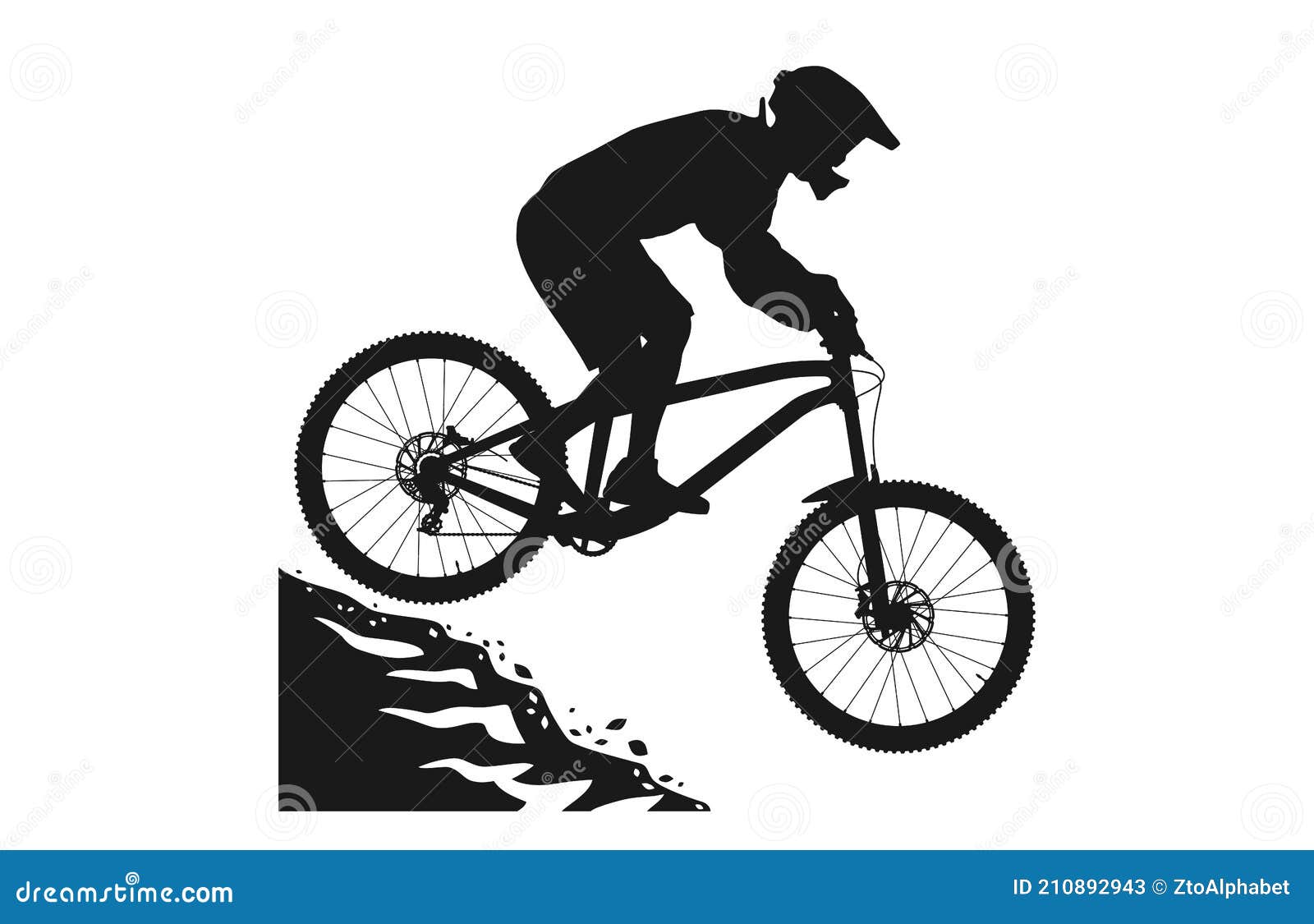 Mountain Bicycle Jump Rider Silhouette Stock Vector Illustration of