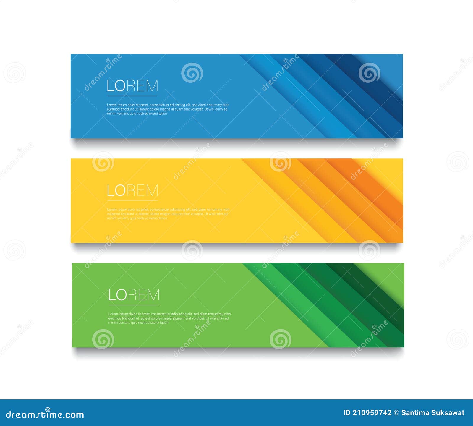 Set of Modern Colorful Banner Template. Blue, Orange and Green Banner