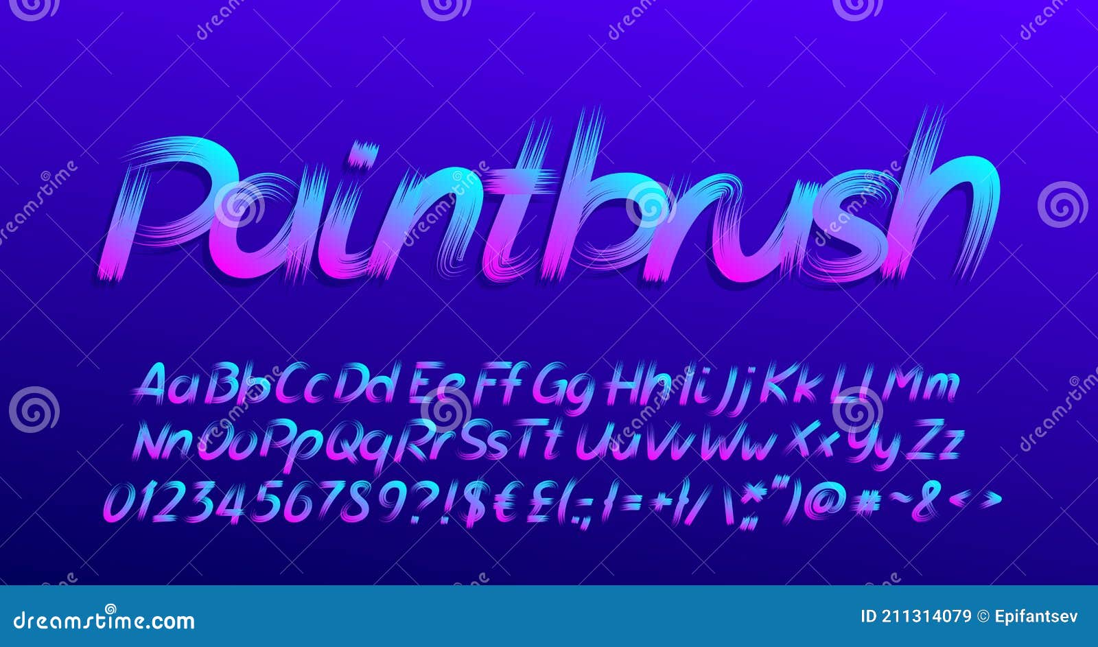 Paintbrush Alphabet Font. Uppercase And Lowercase Handwritten