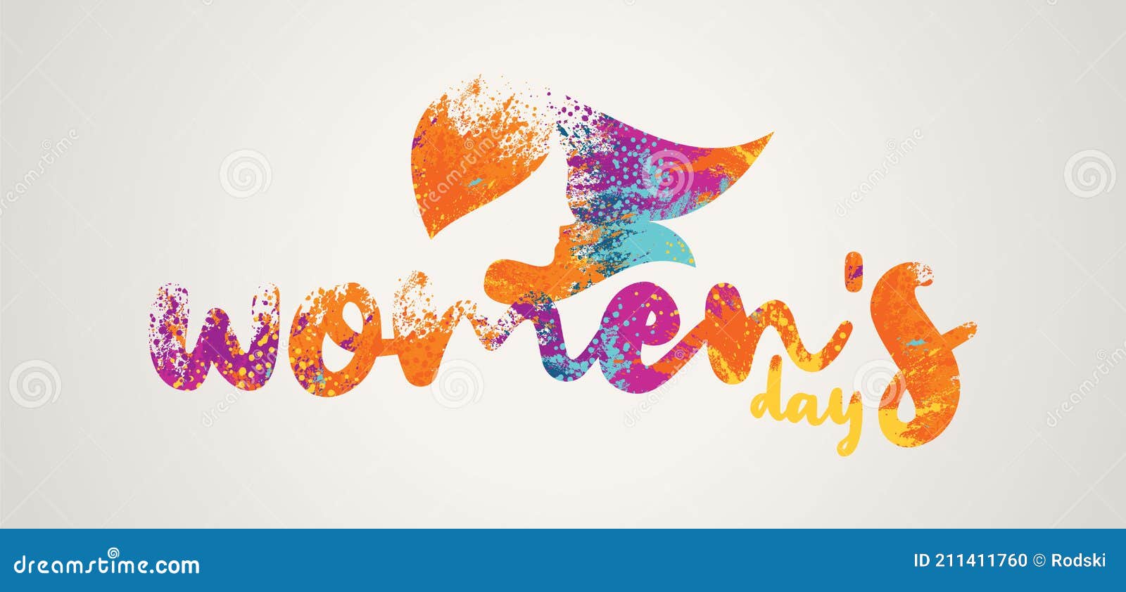 women`s day logo  with silhouette of a woman`s head.