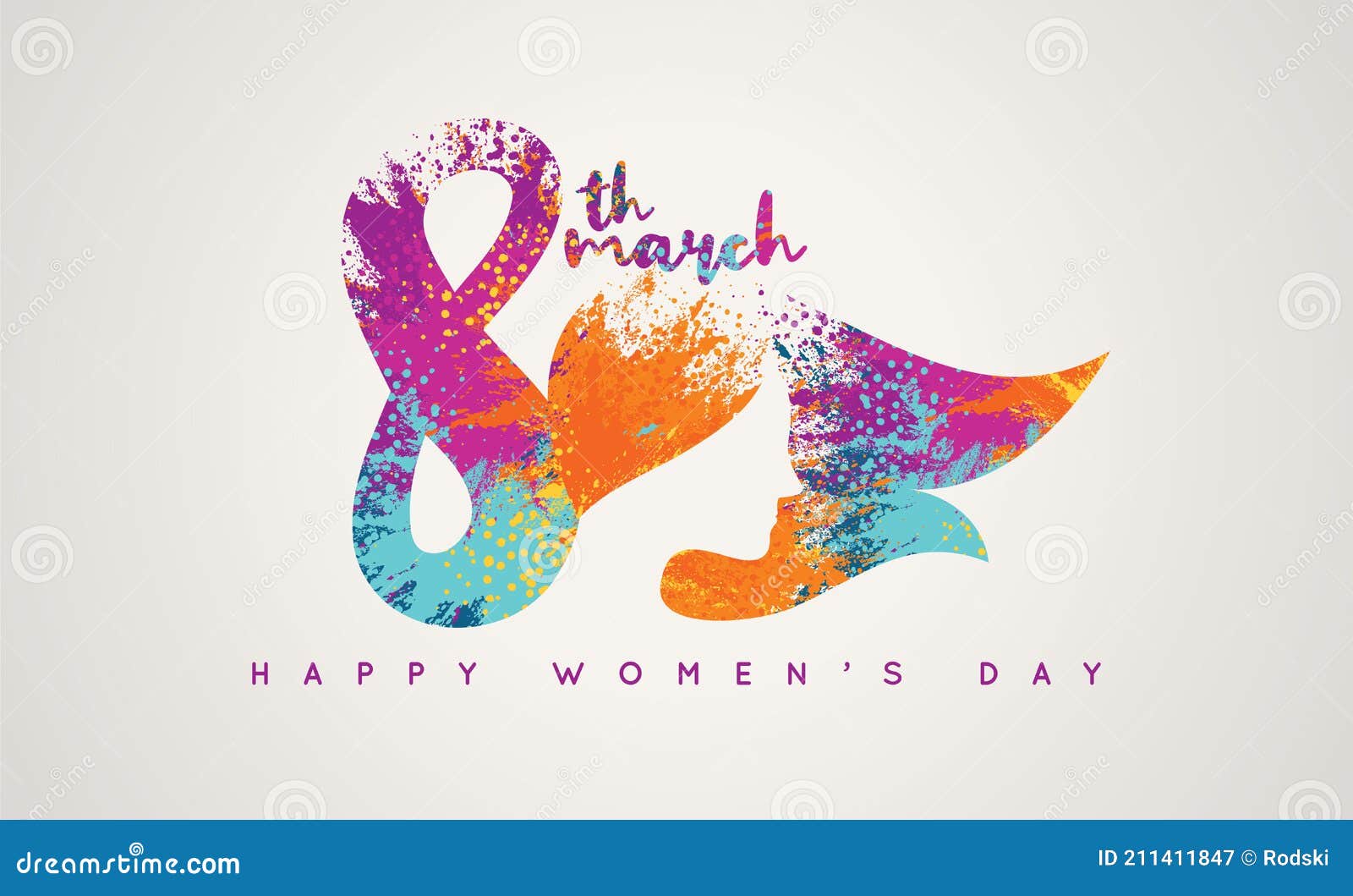 women`s day logo  with silhouette of a woman`s head.