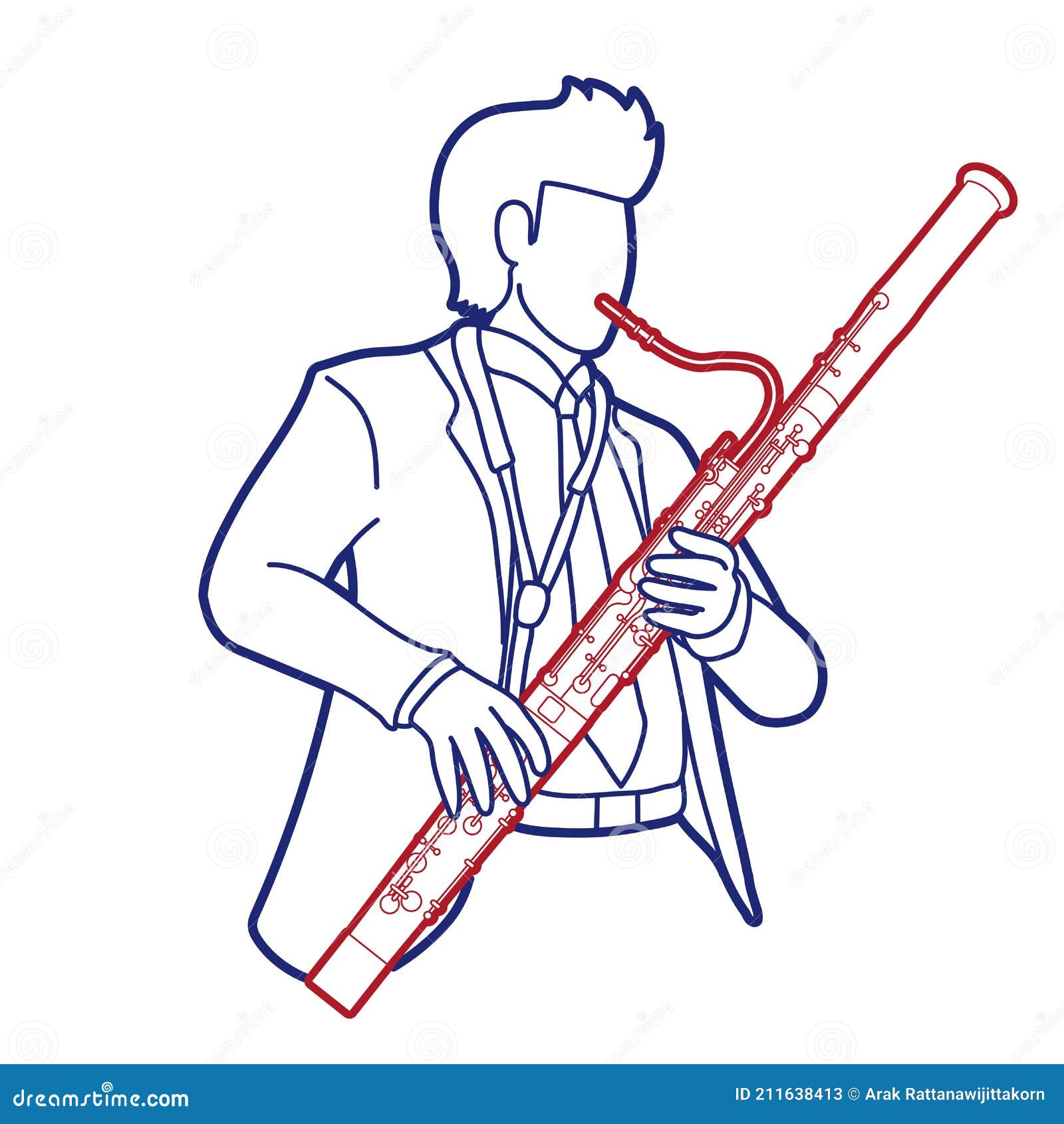 Bassoon Musician Orchestra Instrument Graphic Vector Stock Vector