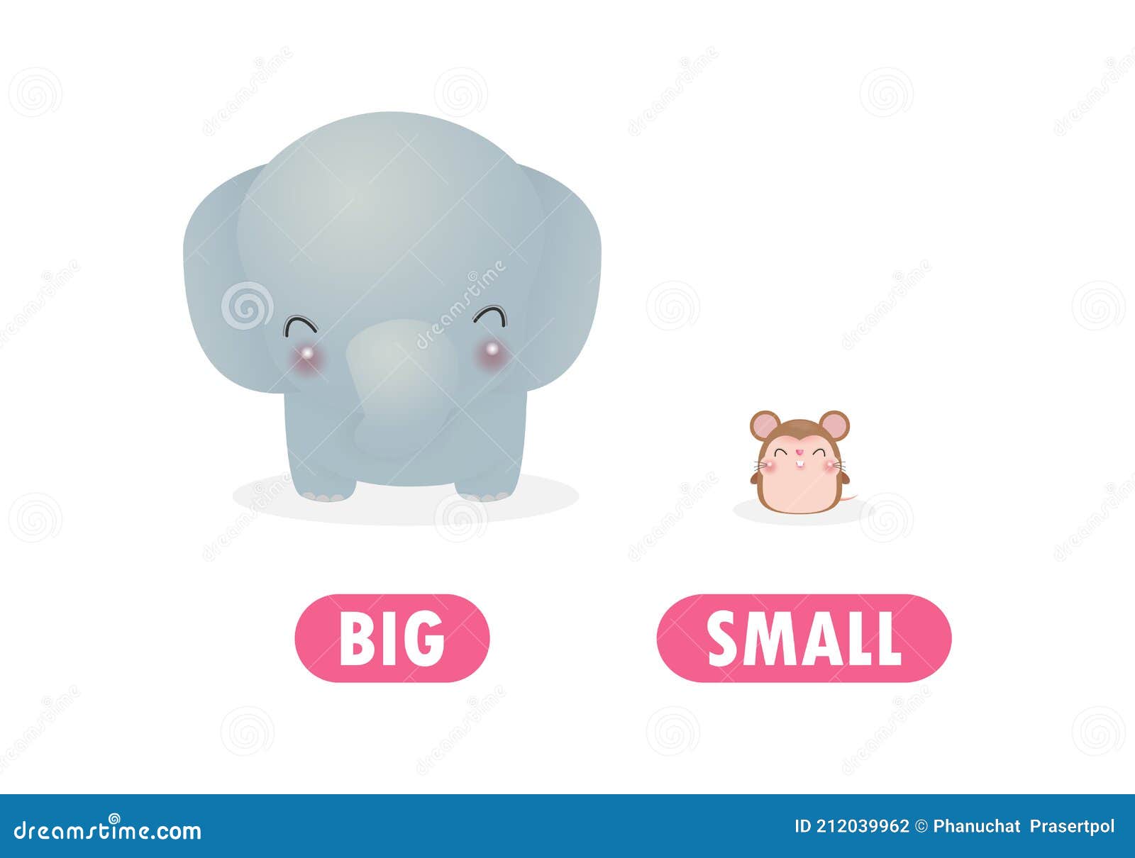 Opposite English Words Big Small Vector Stock Vector (Royalty Free