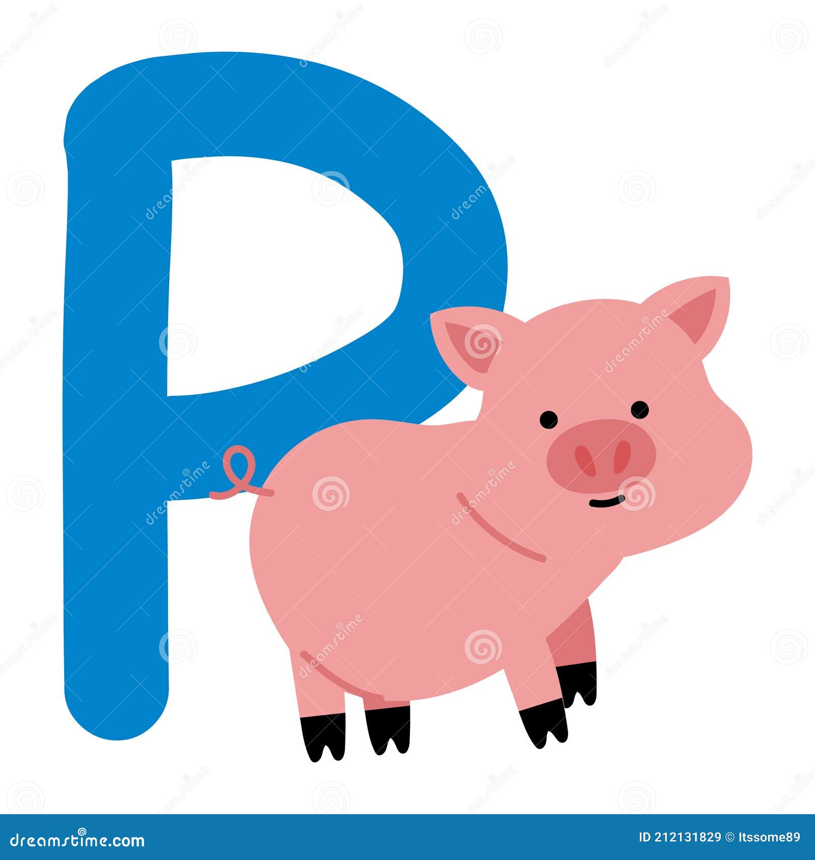 Capital Letter P of English Alphabet with Cute Cartoon Pig. Funny Font for  Kindergarten and Preschool Education Stock Vector - Illustration of white,  preschool: 212131829