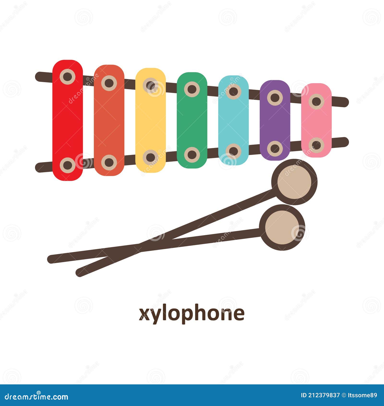 Hand Drawn Vector Xylophone with Cute Pastel Color. Collection