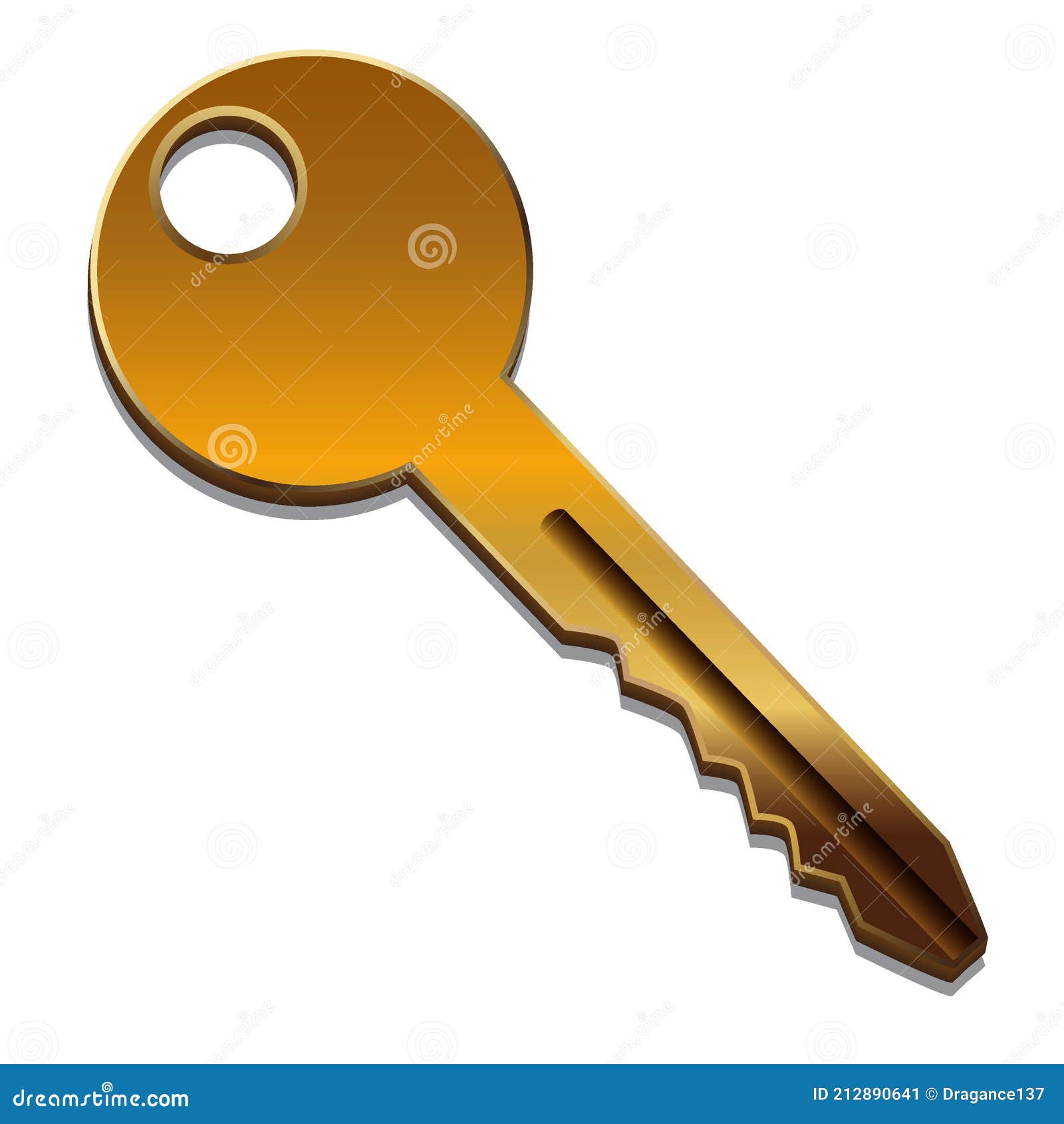 Rent Concept Real Estate Golden Door Key on White Stock Vector