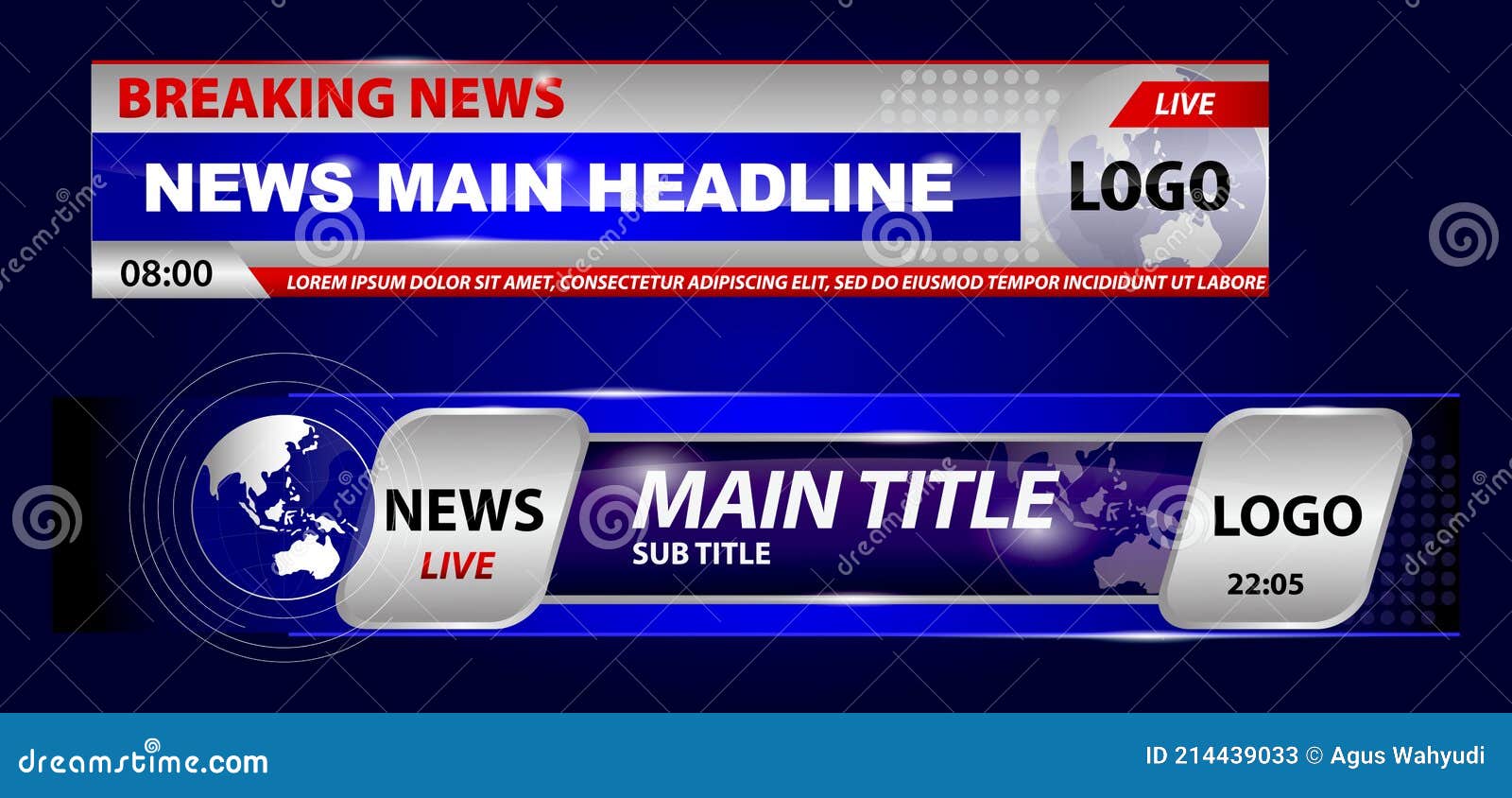 Printset of Breaking News Template Tv or Banner Template Hot News for