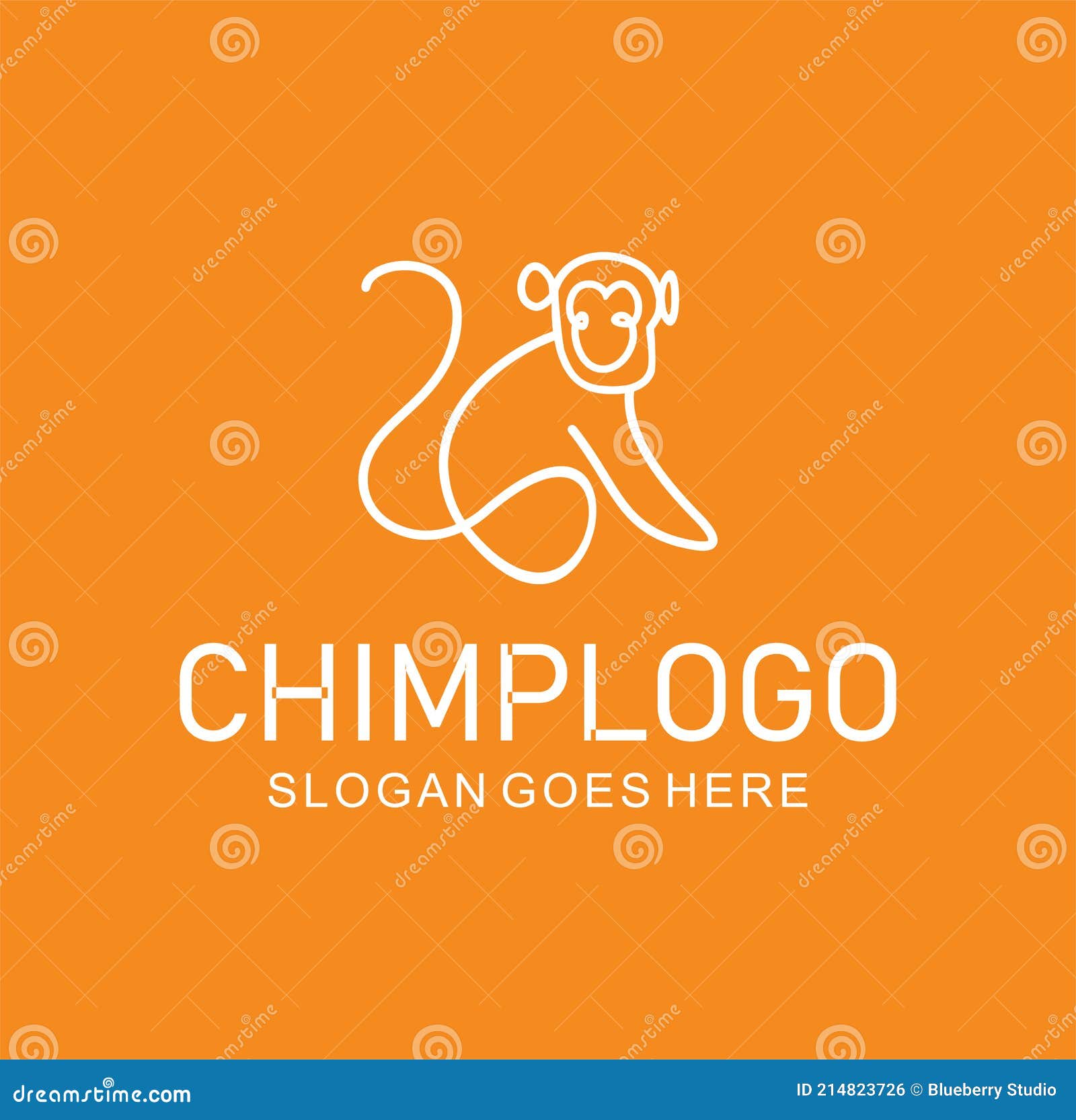 line style logotype template with a chimpanzee monkey logo   icon. minimalist unique simple sign animal mono line