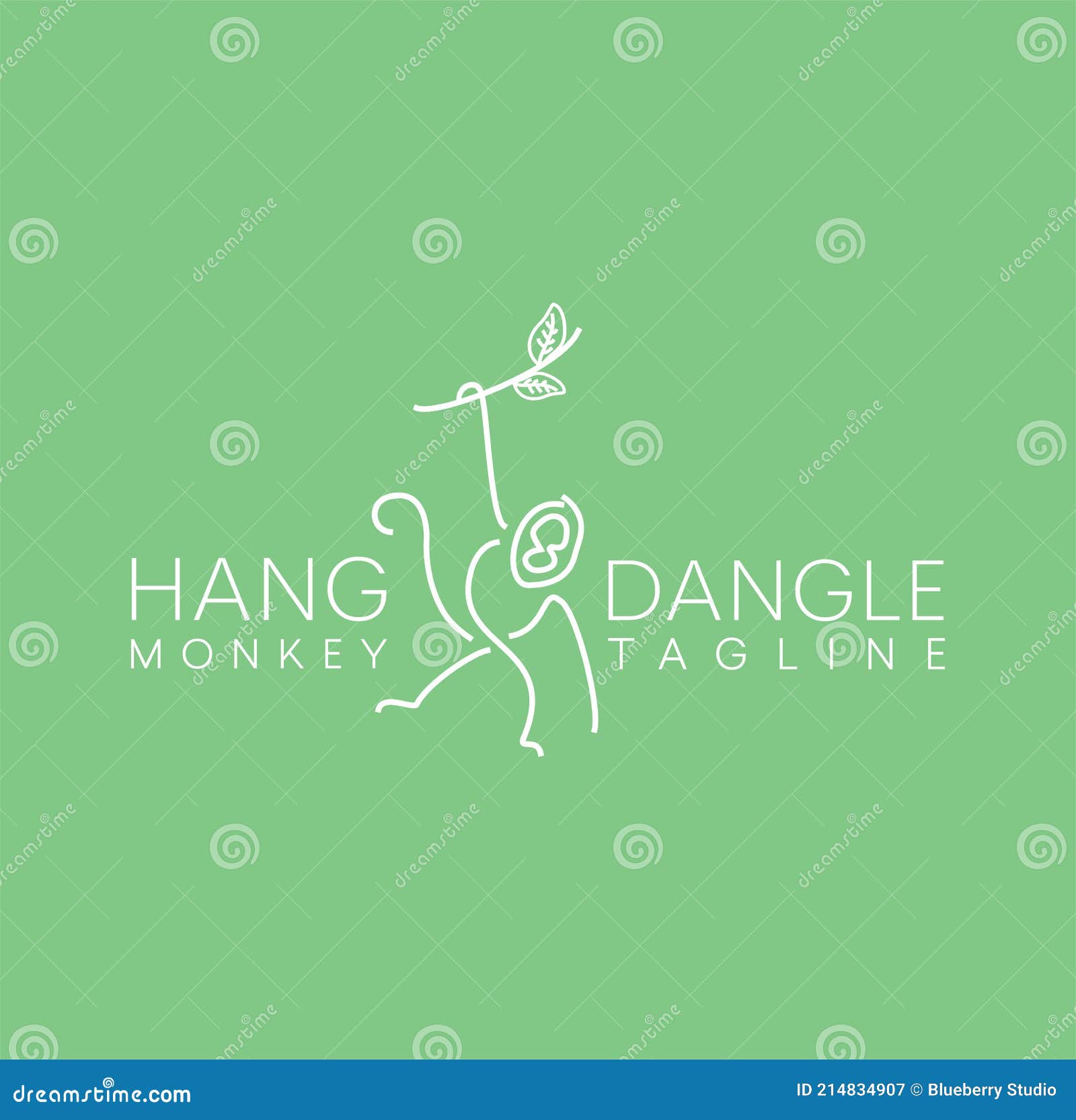 line icon for monkey on tree logo . hang and dangle. minimalist unique simple sign animal mono line