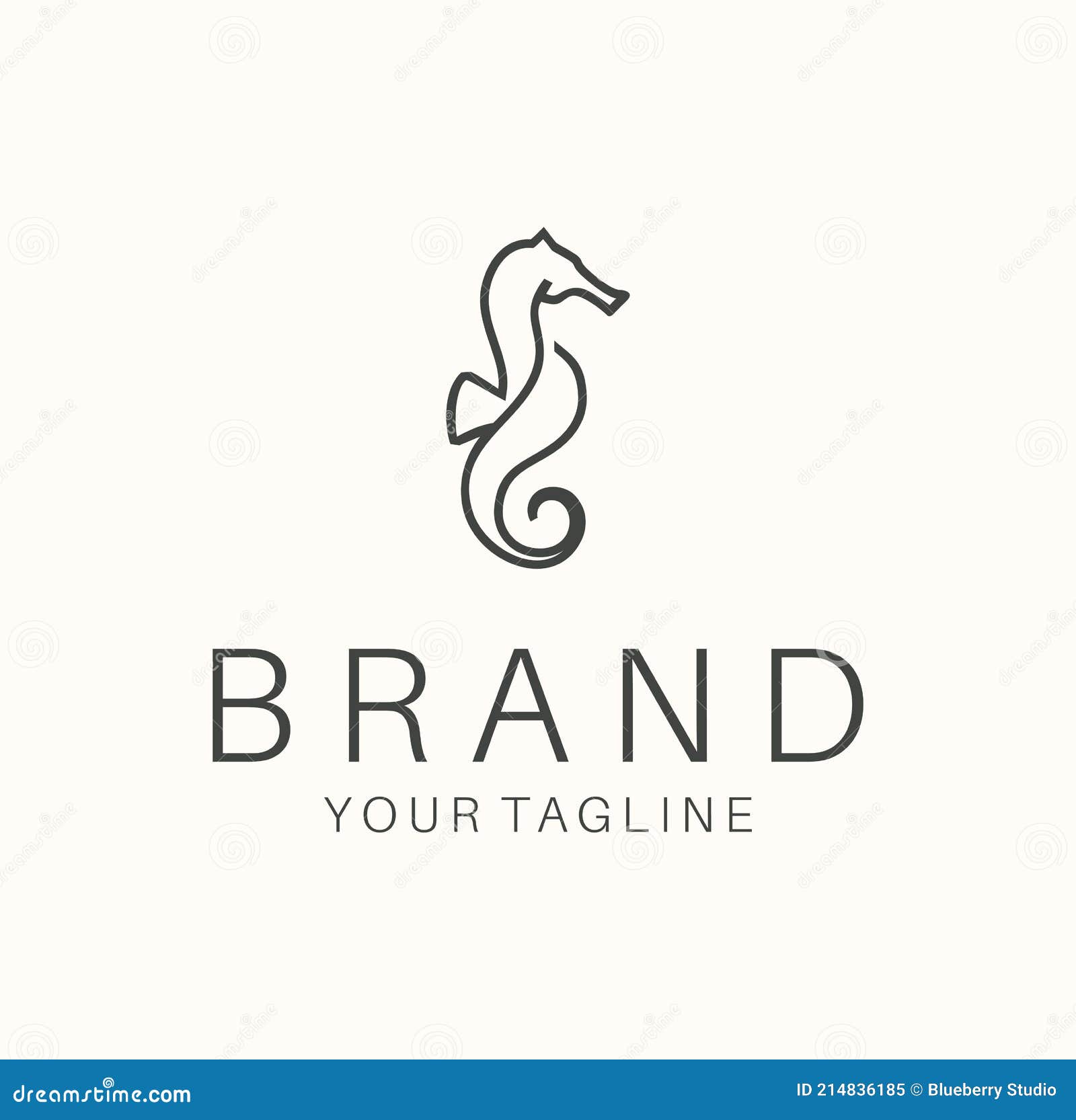 Seahorse Logo with a Line Style Logotype Vector Design Icon. Minimalist