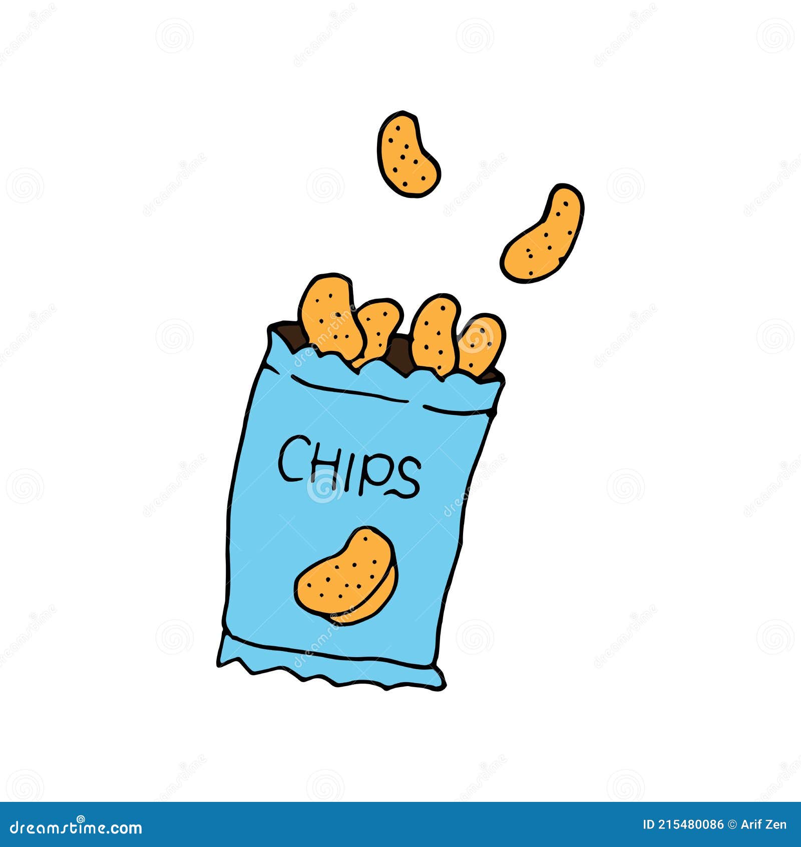 Chips Snack On White Background. Chips In The Plastick Bag. Salty And