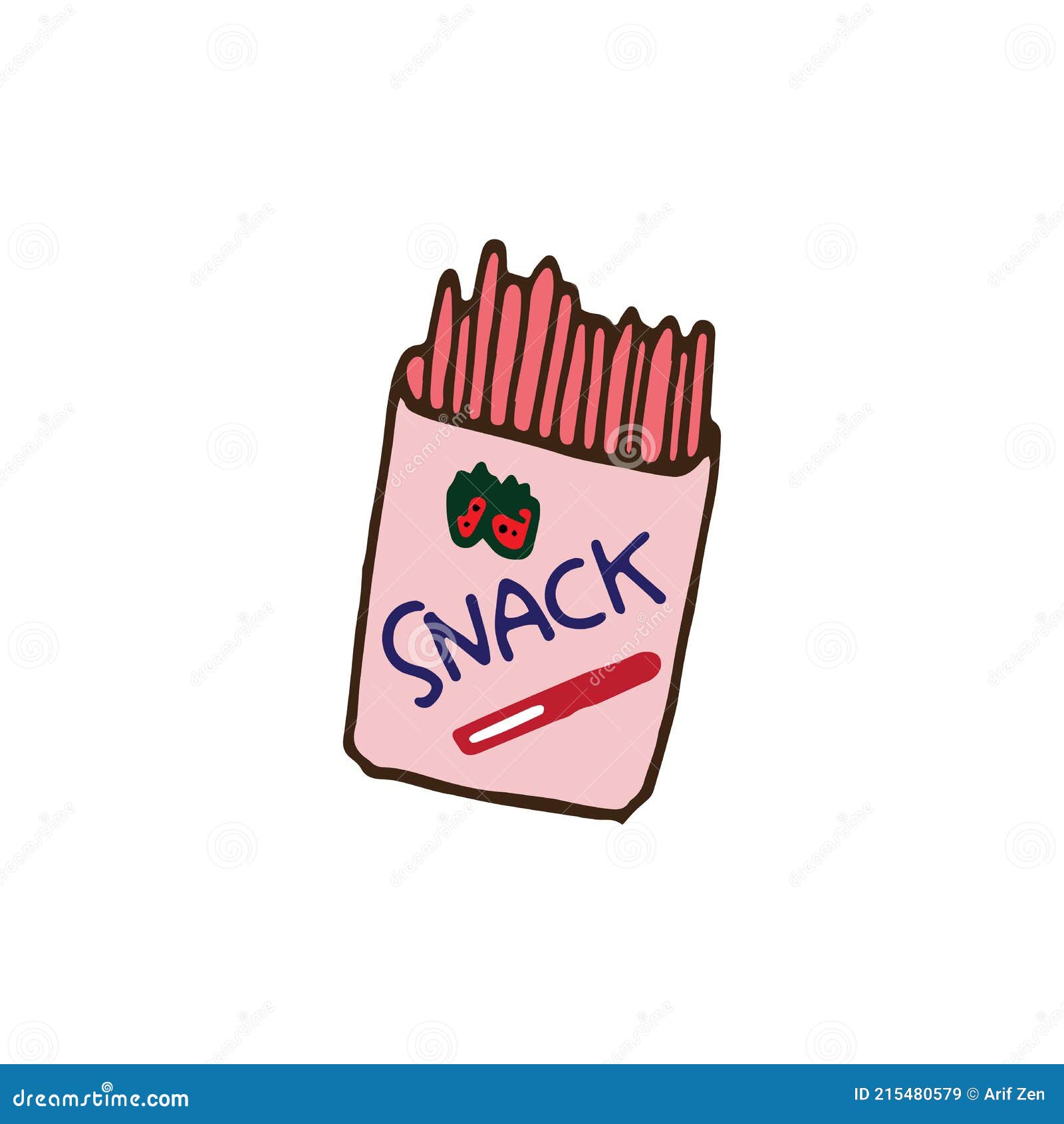 Pocky Vector Illustration. Strawberry Sticks in the Box Package