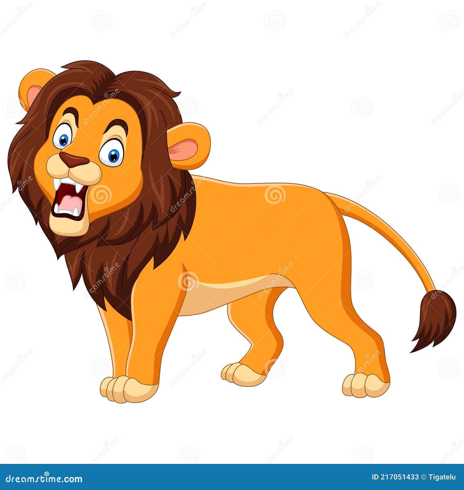 Cartoon Lion Roaring Isolated on White Background Stock Vector ...